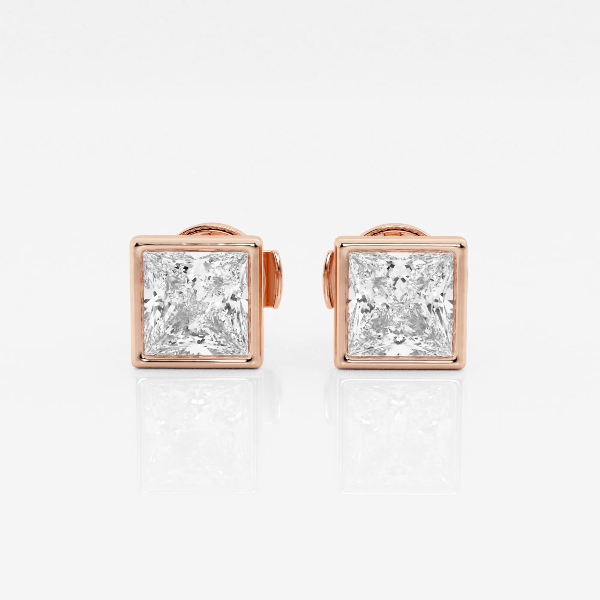 product video for 1 1/2 ctw Princess Lab Grown Diamond Bezel Set Solitaire Certified Stud Earrings