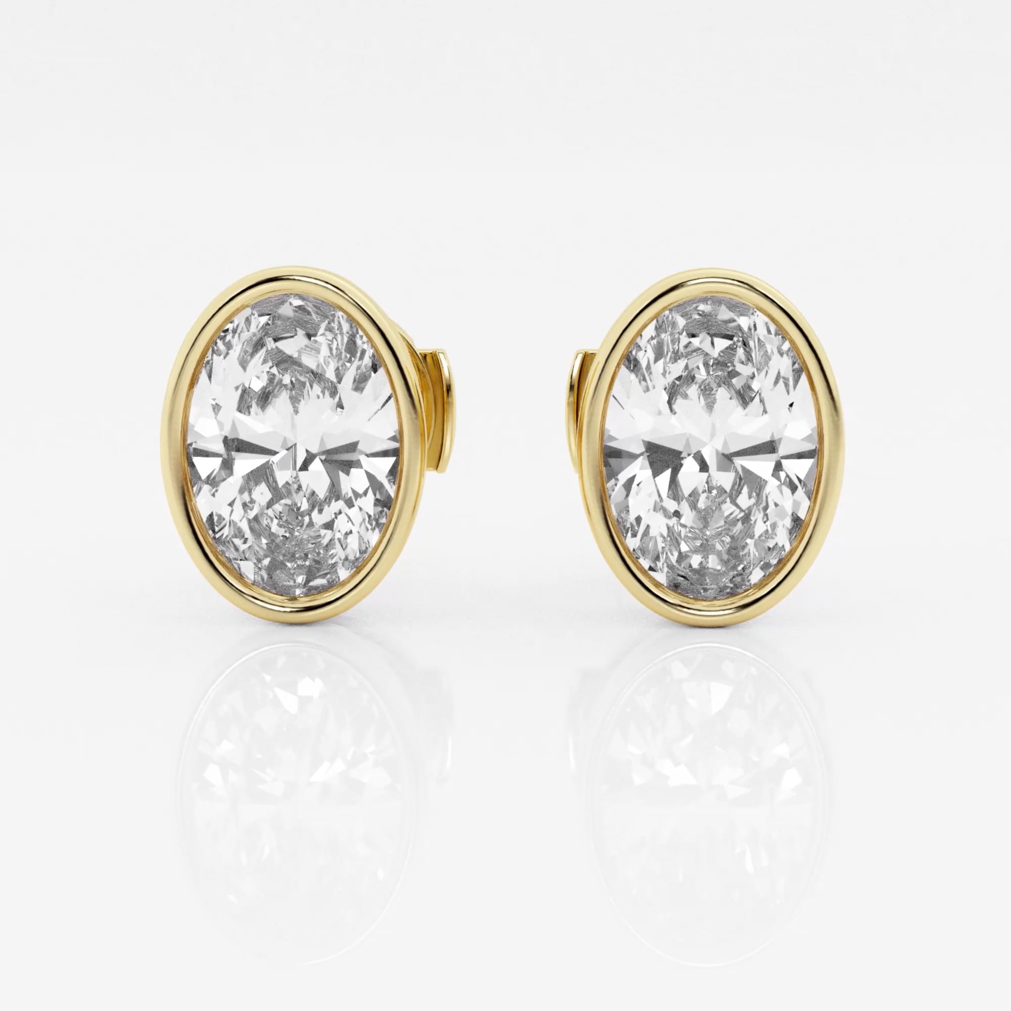 product video for 3 ctw Oval Lab Grown Diamond Bezel Set Solitaire Certified Stud Earrings