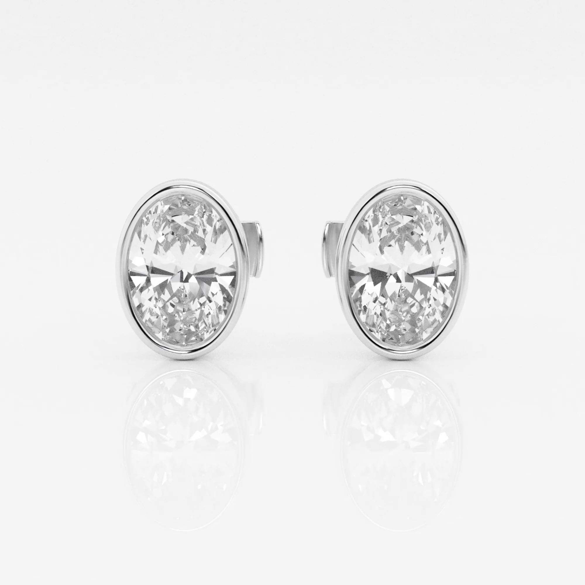 product video for 2 ctw Oval Lab Grown Diamond Bezel Set Solitaire Certified Stud Earrings