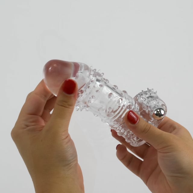 Gaine de plaisir transparente - Texture perlée et striée