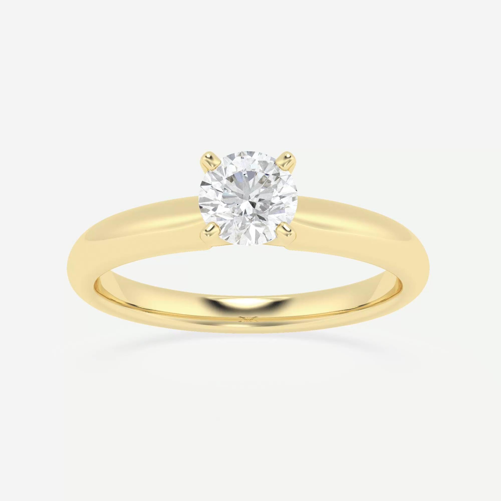 1 Carat Round Lab Grown Diamond Tension Set Solitaire Engagement Ring Yellow Gold Fascinating Diamonds