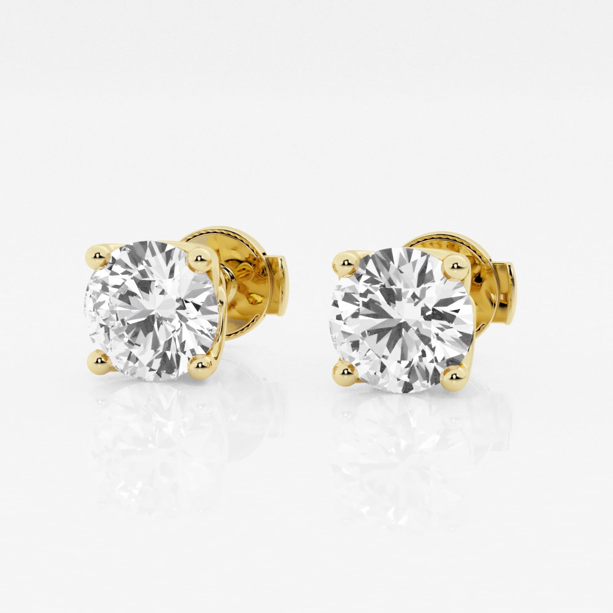 product video for 2 ctw Round E-F Lab Grown Diamond Twisted Floral Solitaire Certified Stud Earrings