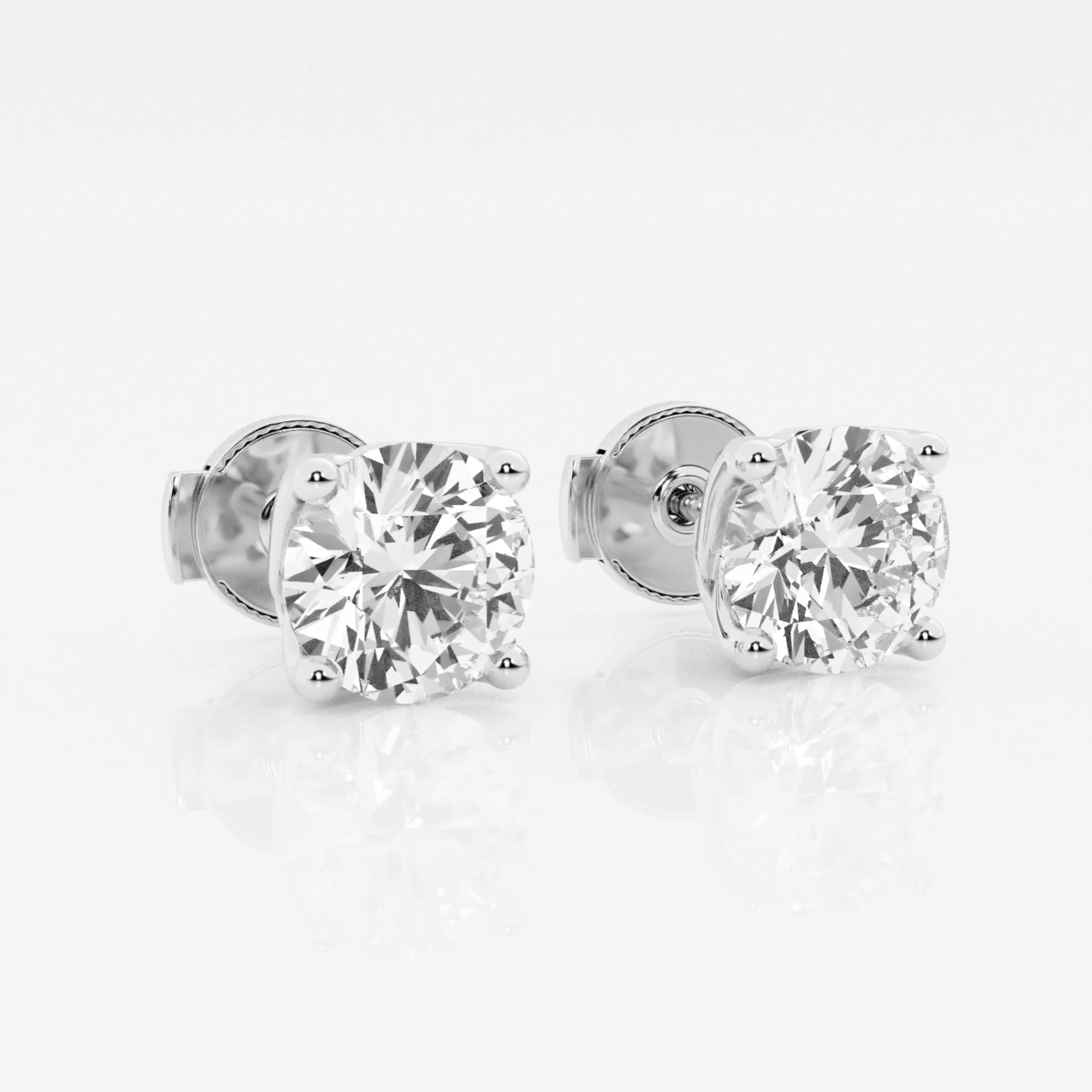 product video for 2 ctw Round E-F Lab Grown Diamond Twisted Floral Solitaire Certified Stud Earrings