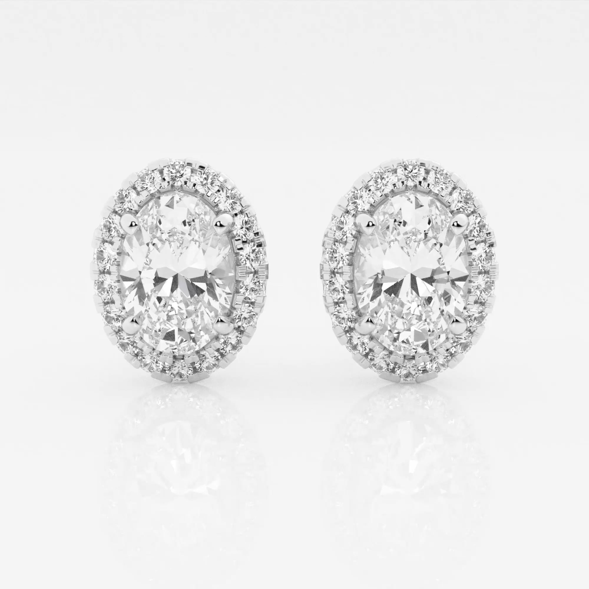 product video for 3 1/2 ctw Oval Lab Grown Diamond Halo Certified Stud Earrings