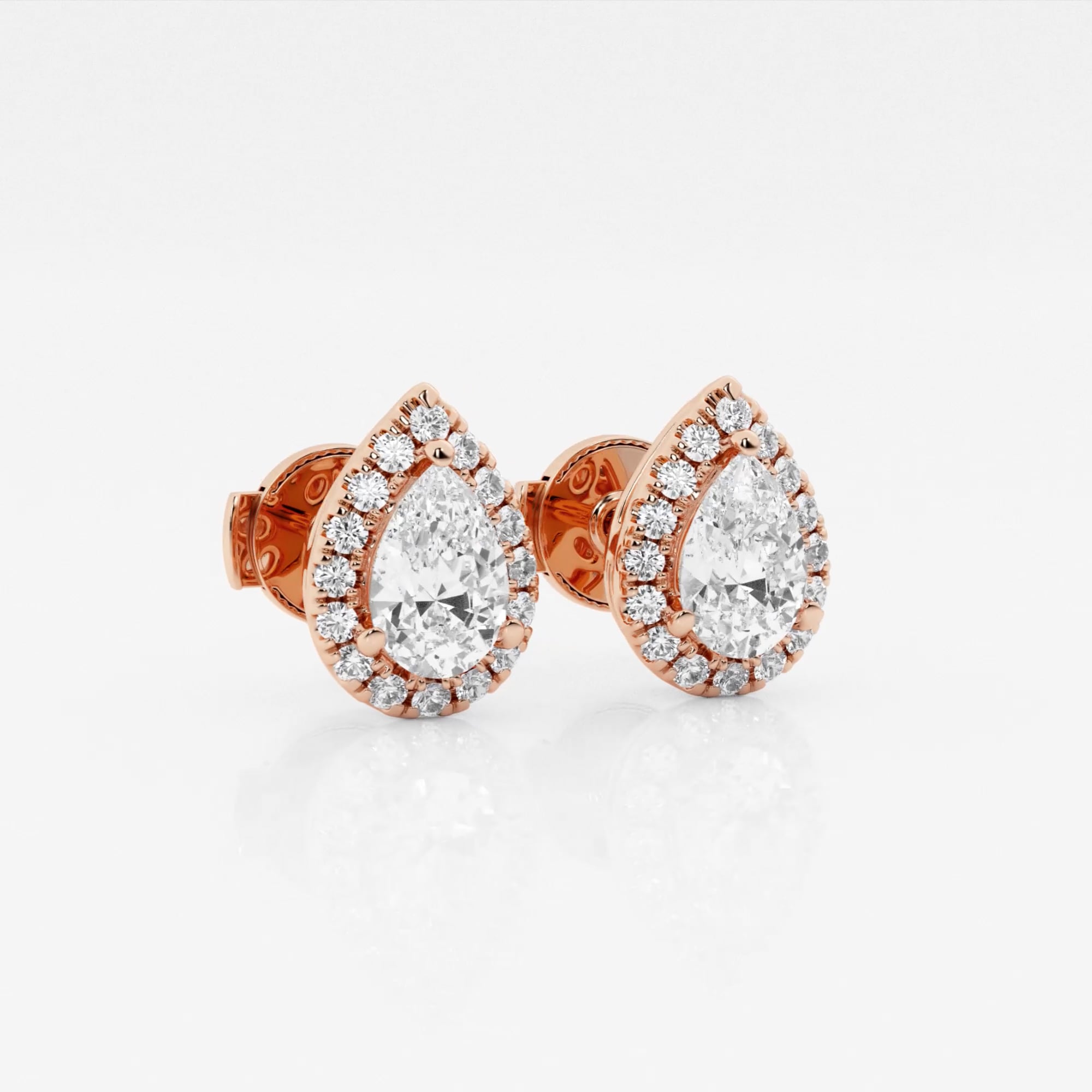 product video for 1 1/5 ctw Pear Lab Grown Diamond Halo Stud Earrings