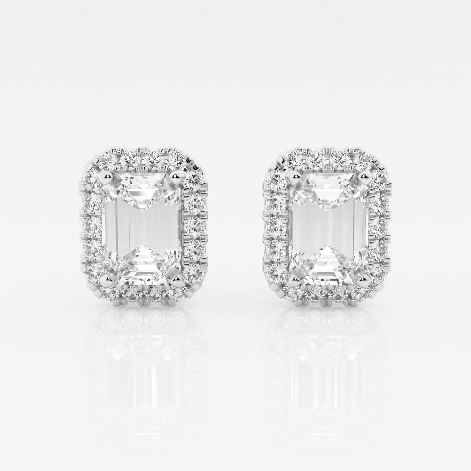 product video for 3 1/2 ctw Emerald Lab Grown Diamond Halo Certified Stud Earrings