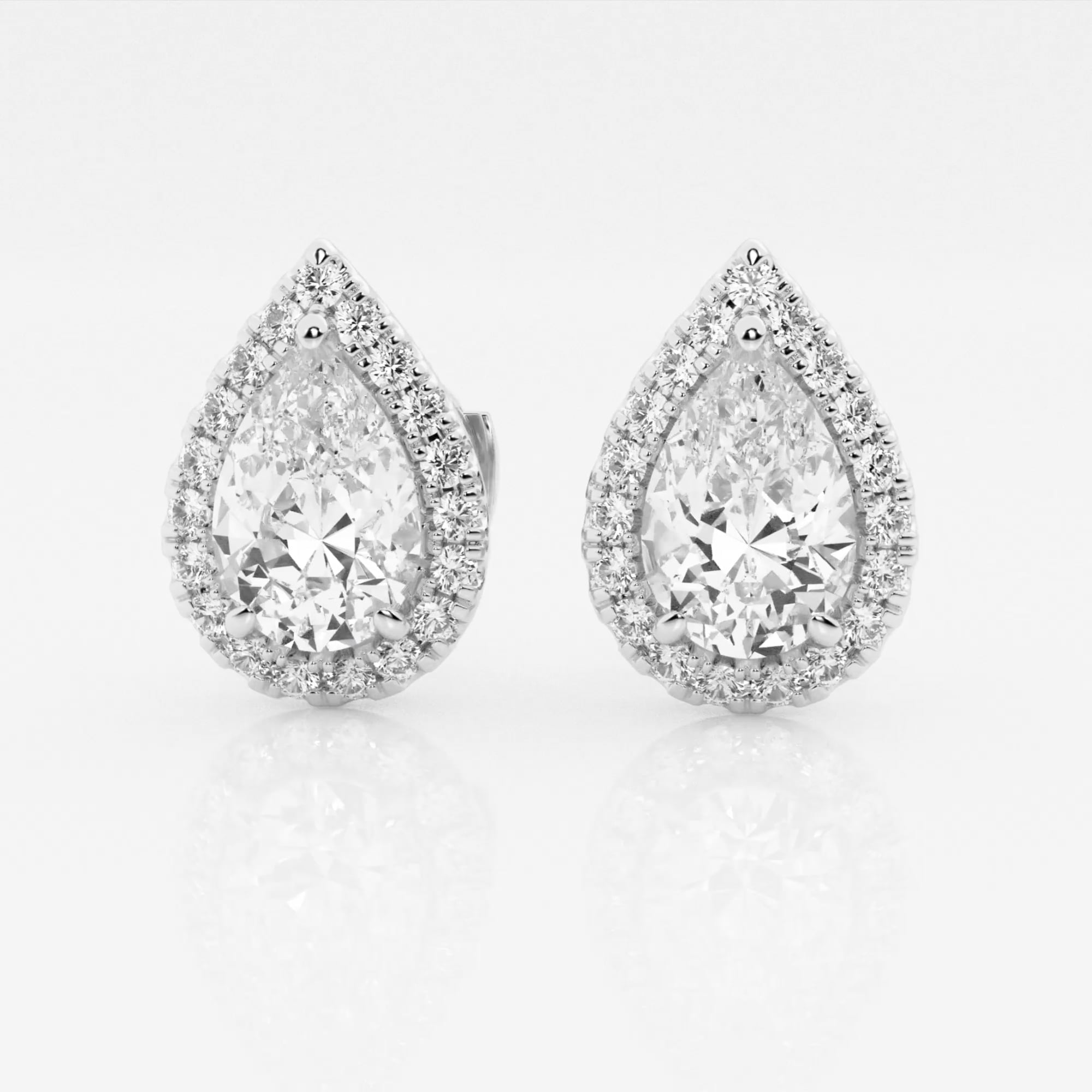 product video for 3 1/2 ctw Pear Lab Grown Diamond Halo Certified Stud Earrings