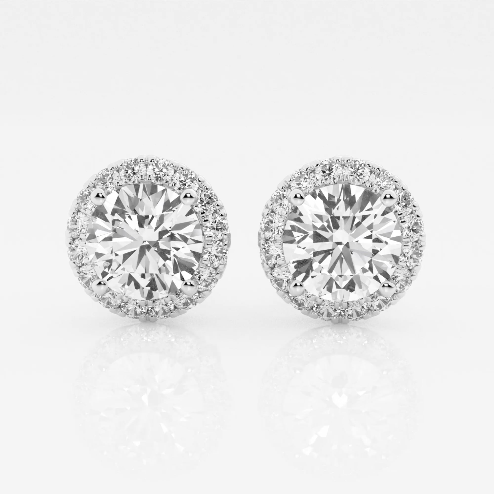 product video for 3 1/2 ctw Round Lab Grown Diamond Halo Certified Stud Earrings