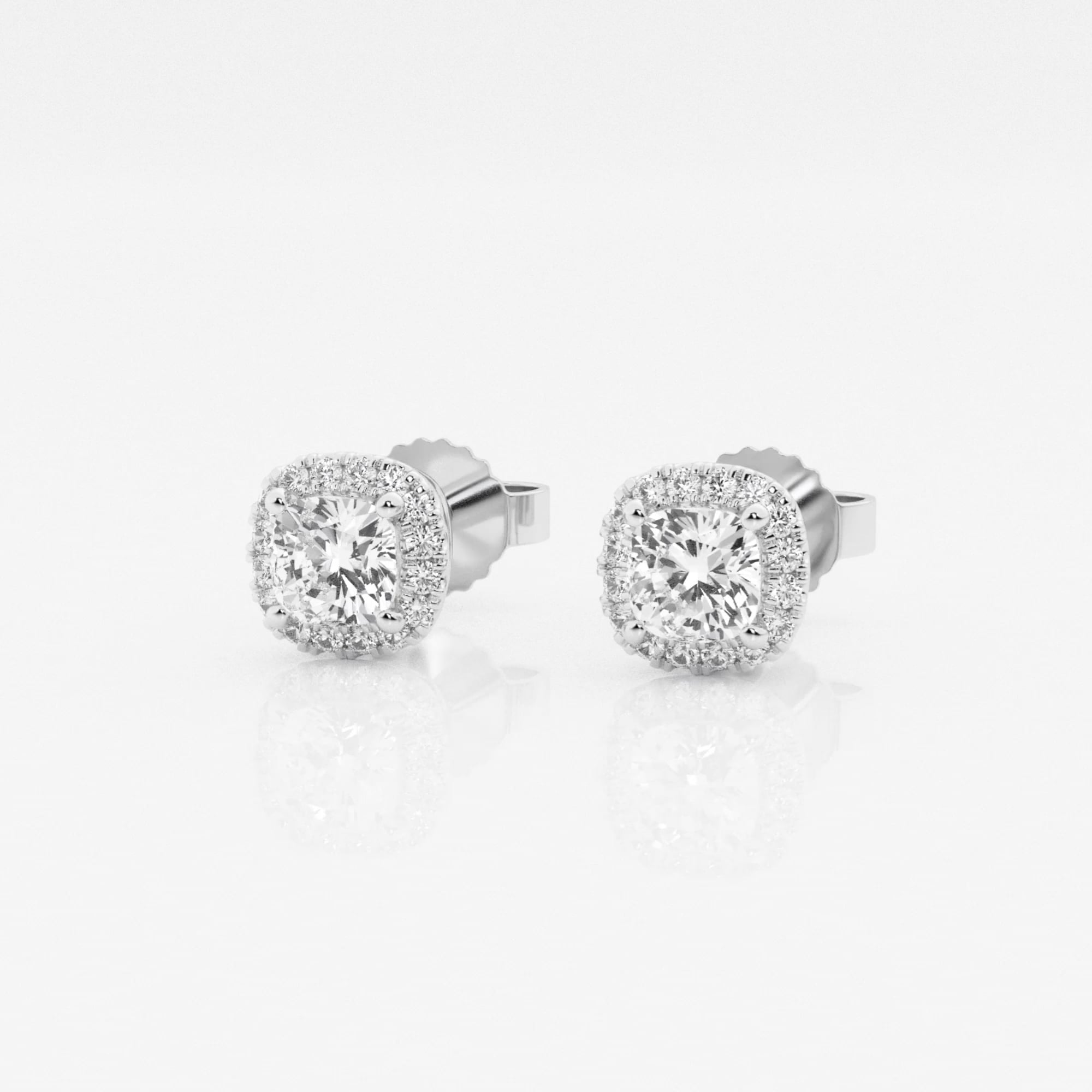 product video for 5/8 ctw Cushion Lab Grown Diamond Halo Stud Earrings