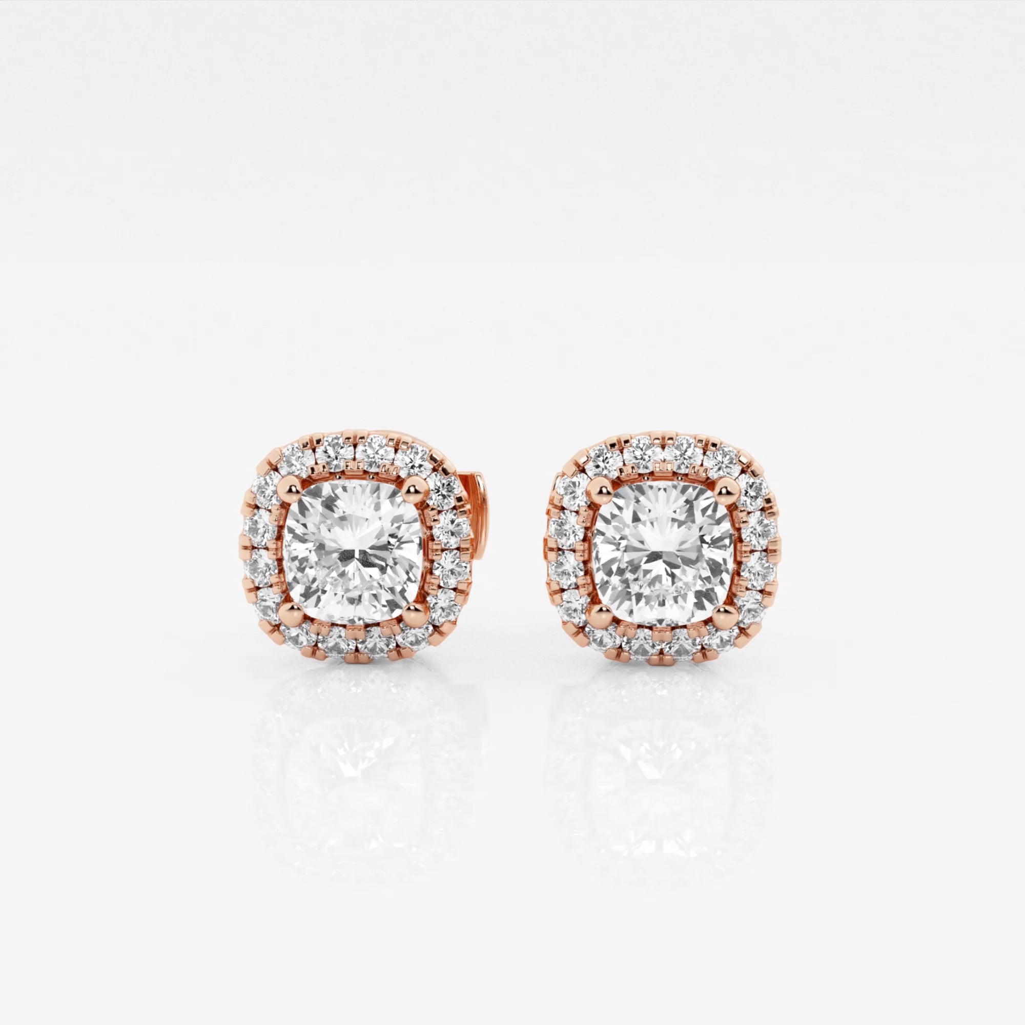 product video for 1 1/5 ctw Cushion Lab Grown Diamond Halo Stud Earrings