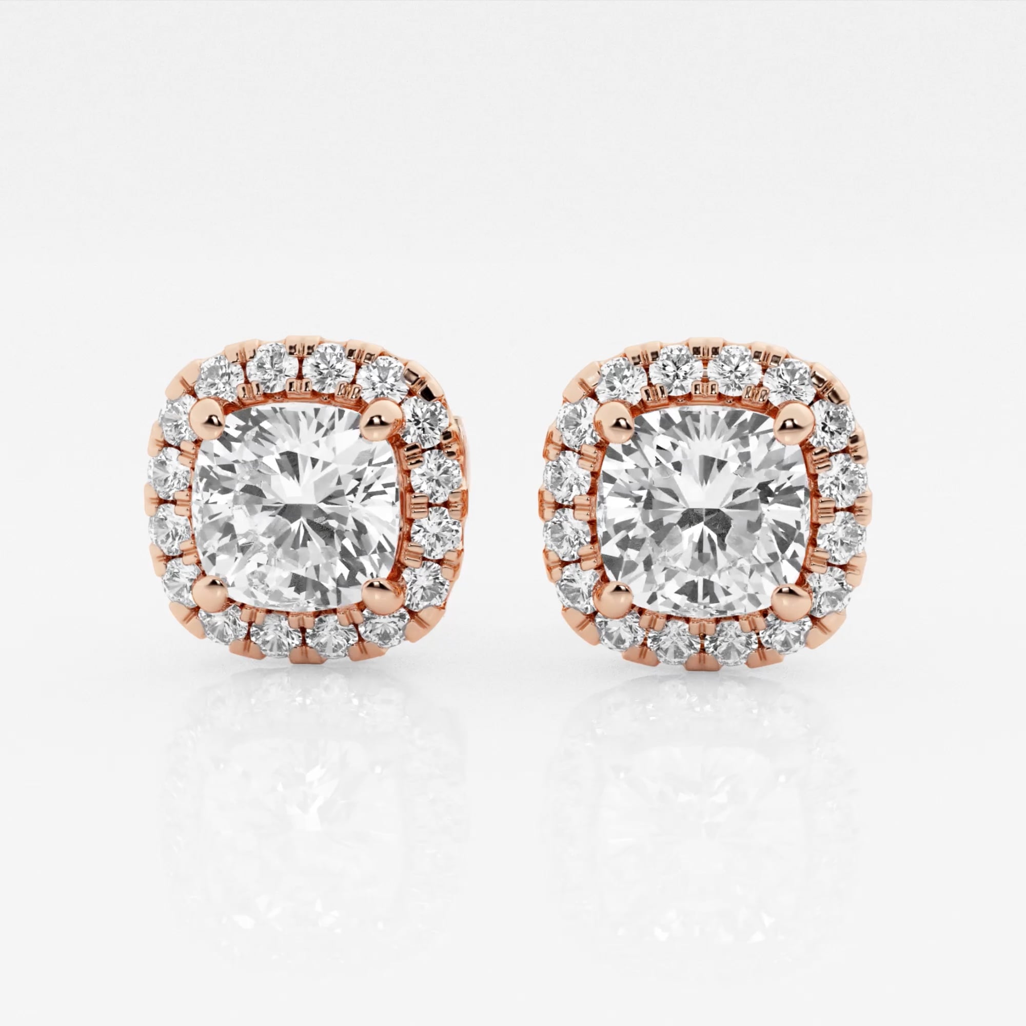 product video for 3 1/2 ctw Cushion Lab Grown Diamond Halo Certified Stud Earrings