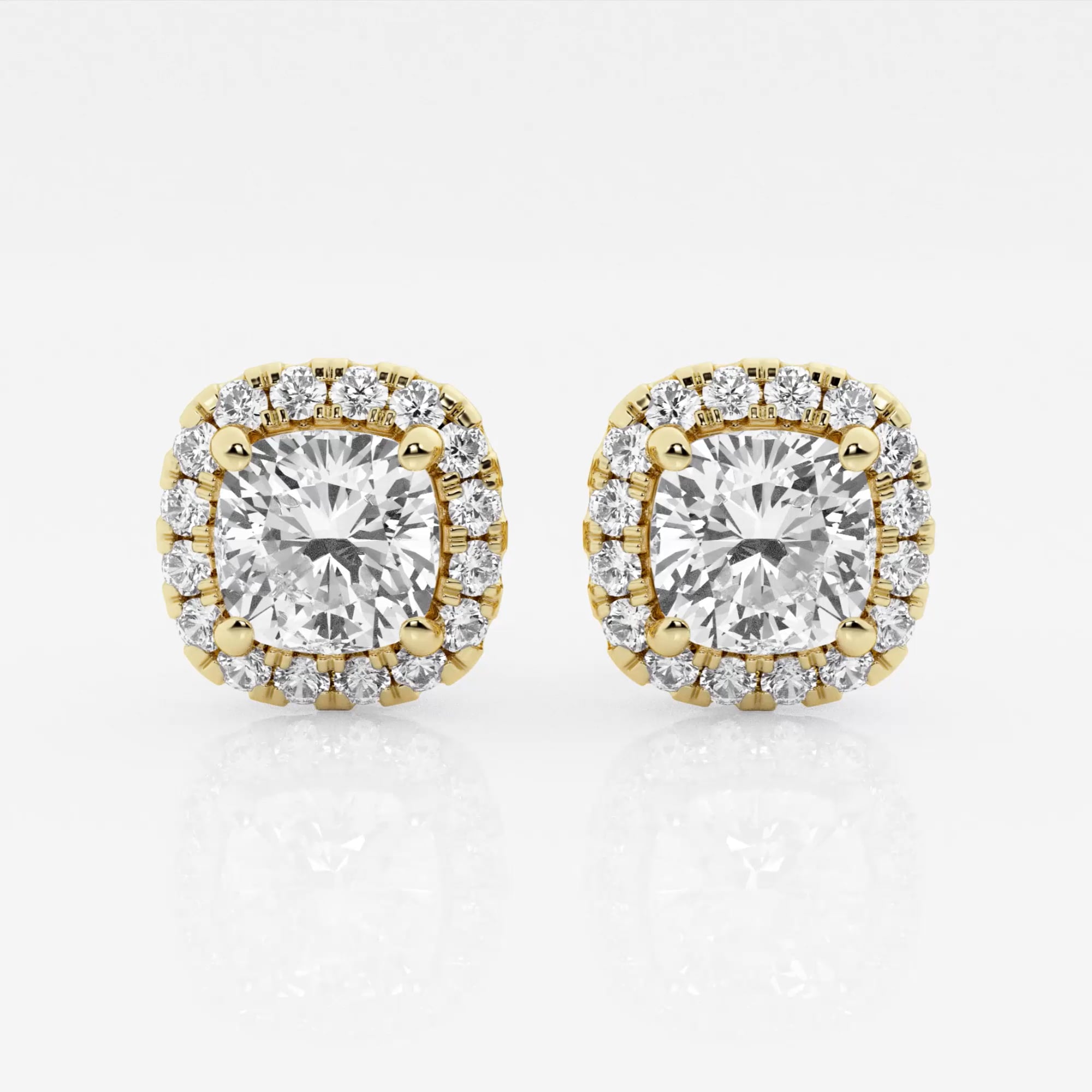 product video for 3 1/2 ctw Cushion Lab Grown Diamond Halo Certified Stud Earrings