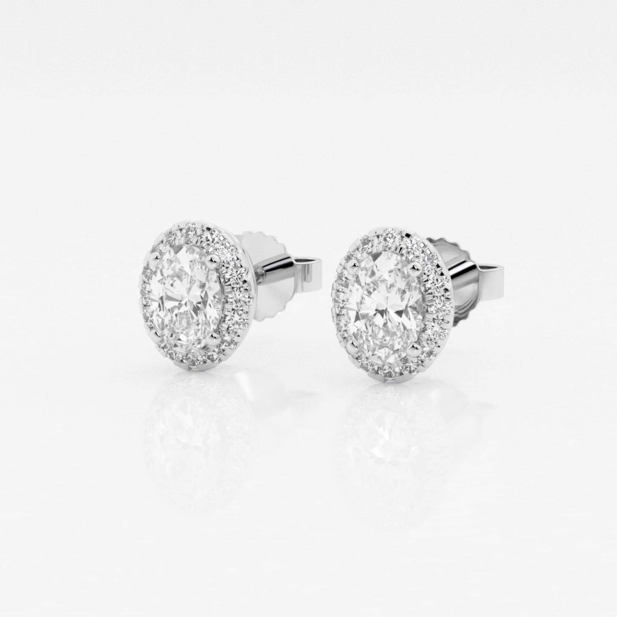 product video for 5/8 ctw Oval Lab Grown Diamond Halo Stud Earrings