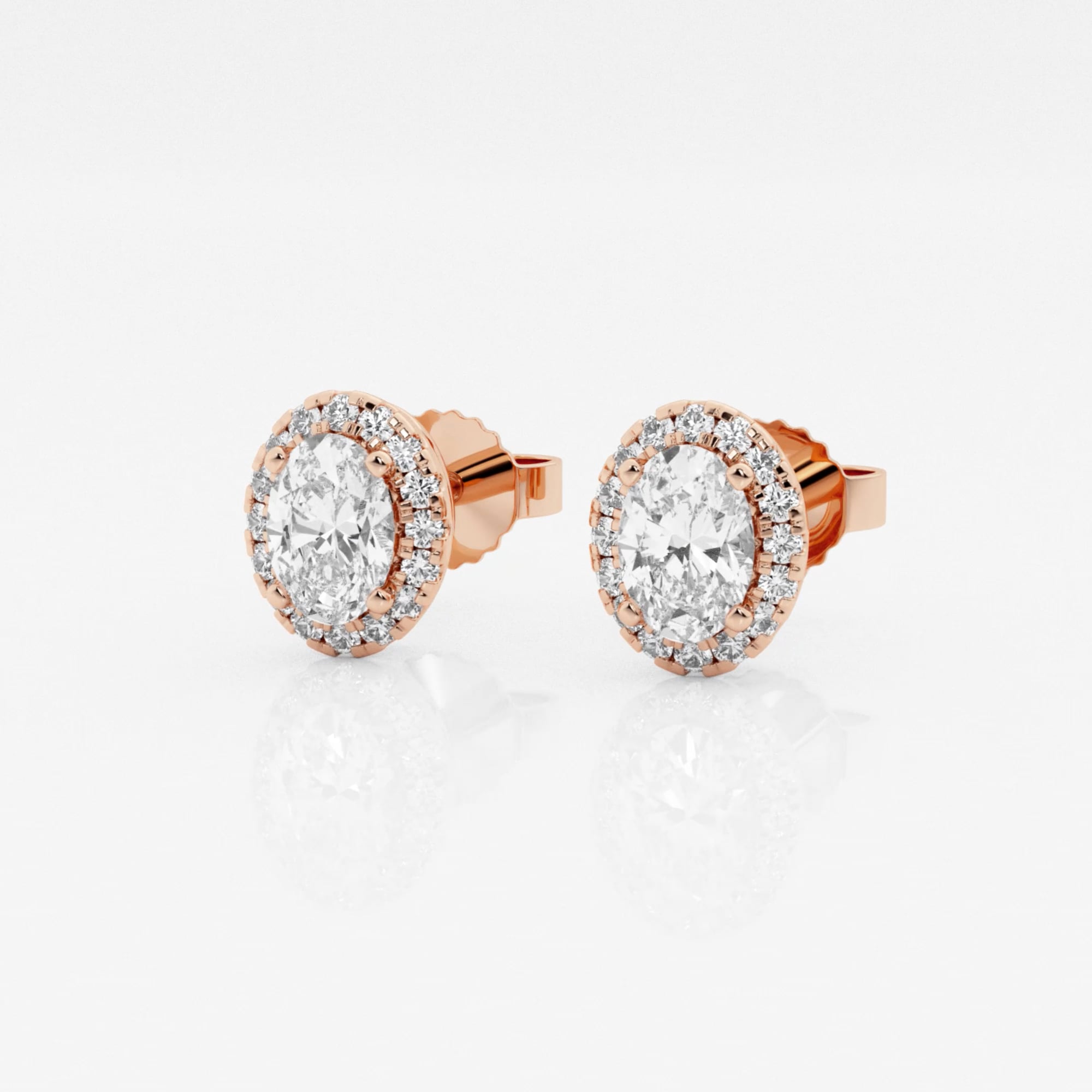 product video for 5/8 ctw Oval Lab Grown Diamond Halo Stud Earrings
