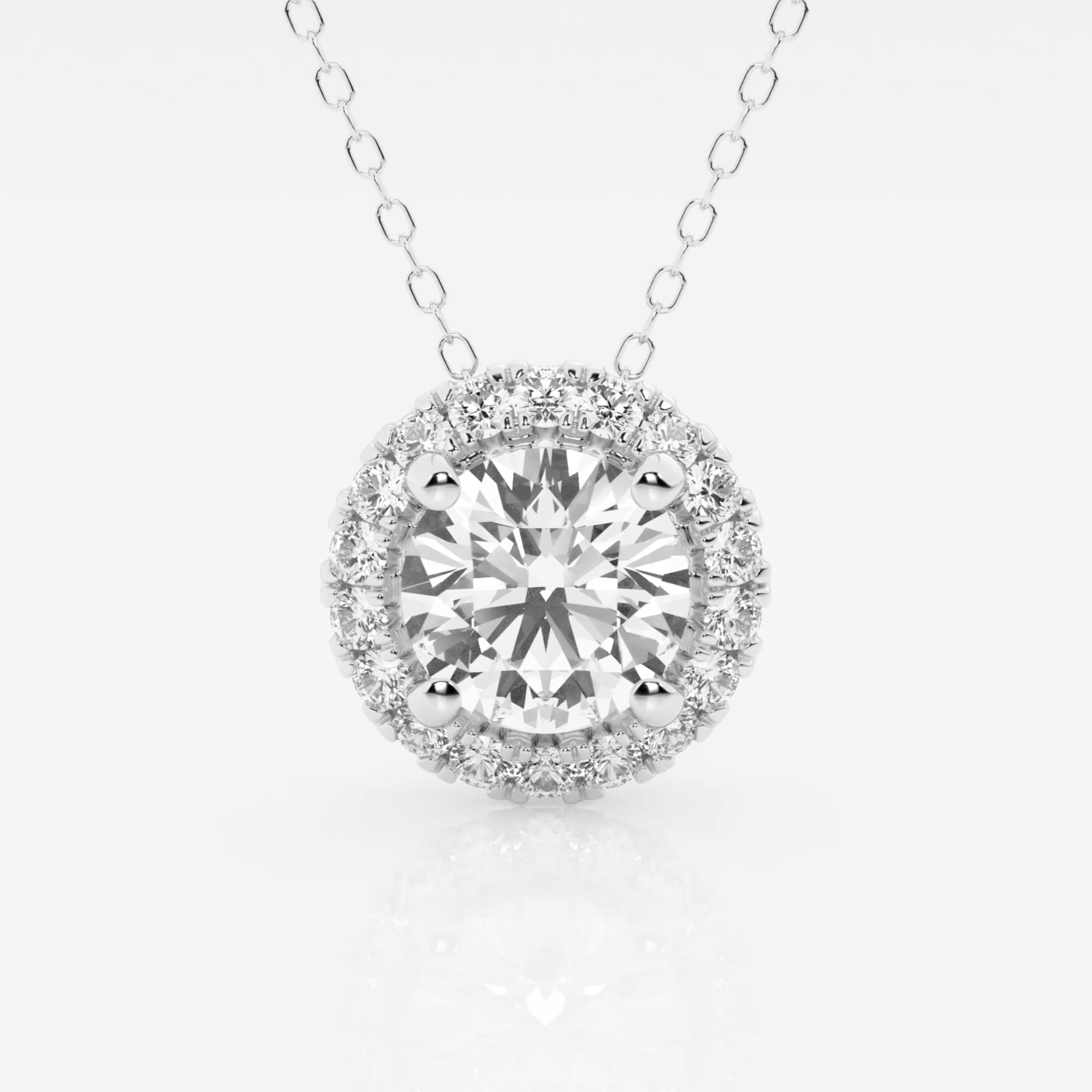 product video for 2 1/3 ctw Round Lab Grown Diamond Halo Pendant with Adjustable Chain