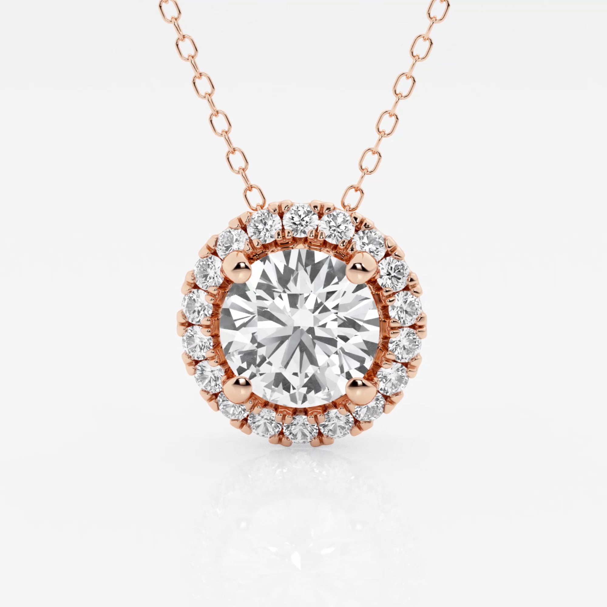 product video for 2 1/3 ctw Round Lab Grown Diamond Halo Pendant with Adjustable Chain