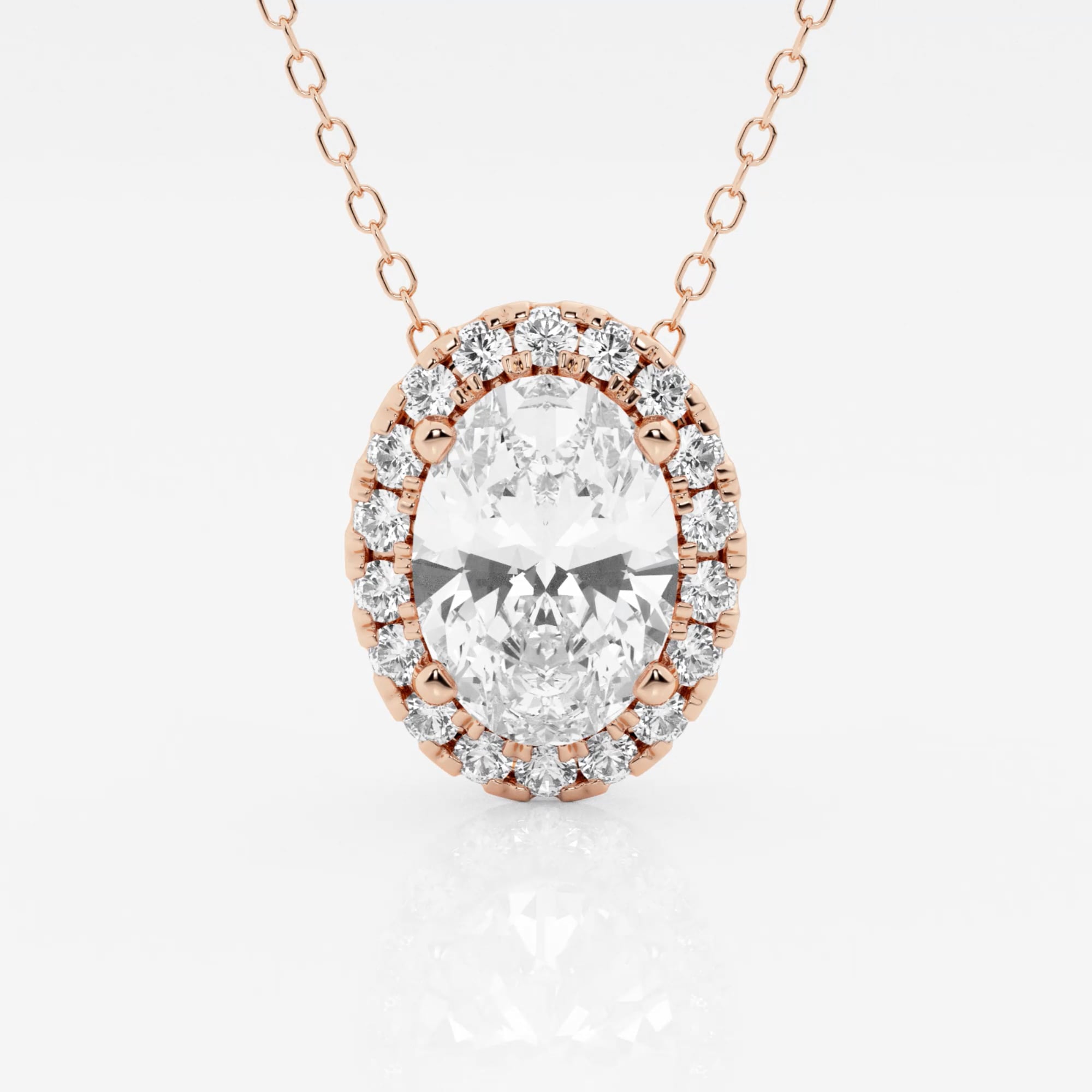 product video for 2 1/3 ctw Oval Lab Grown Diamond Halo Pendant with Adjustable Chain
