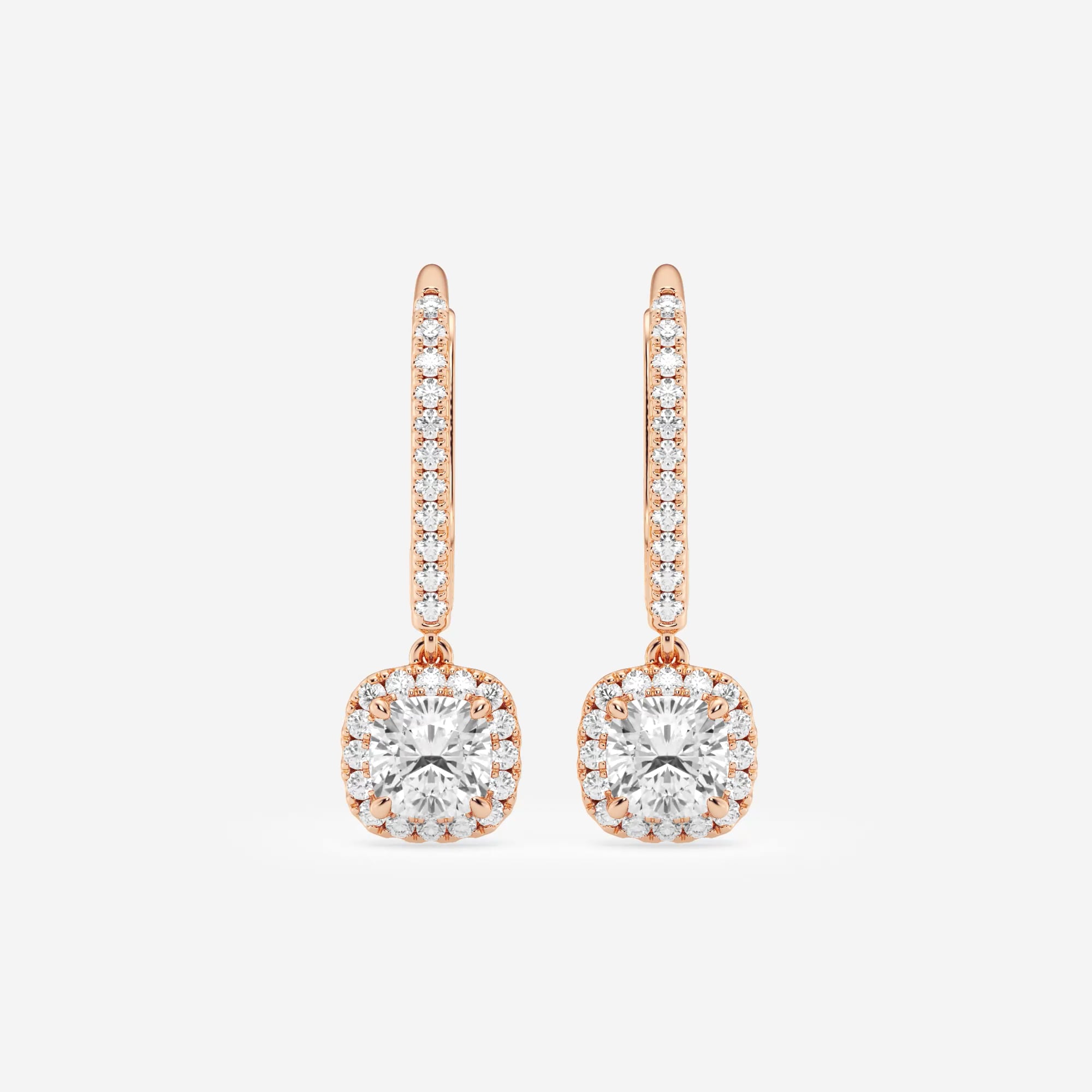 product video for 1 1/4 ctw Cushion Lab Grown Diamond Halo Drop Earrings