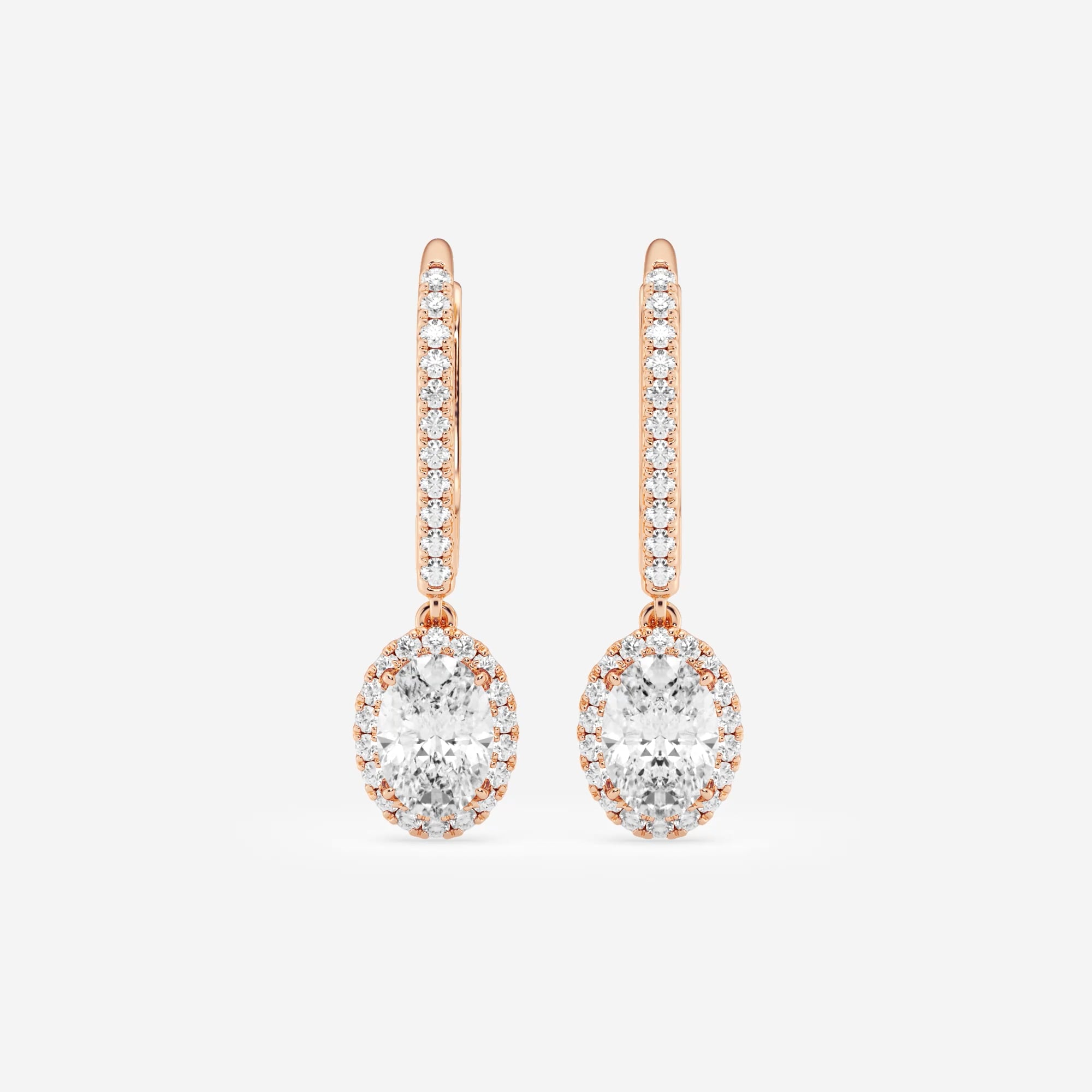 product video for 1 1/4 ctw Oval Lab Grown Diamond Halo Drop Earrings