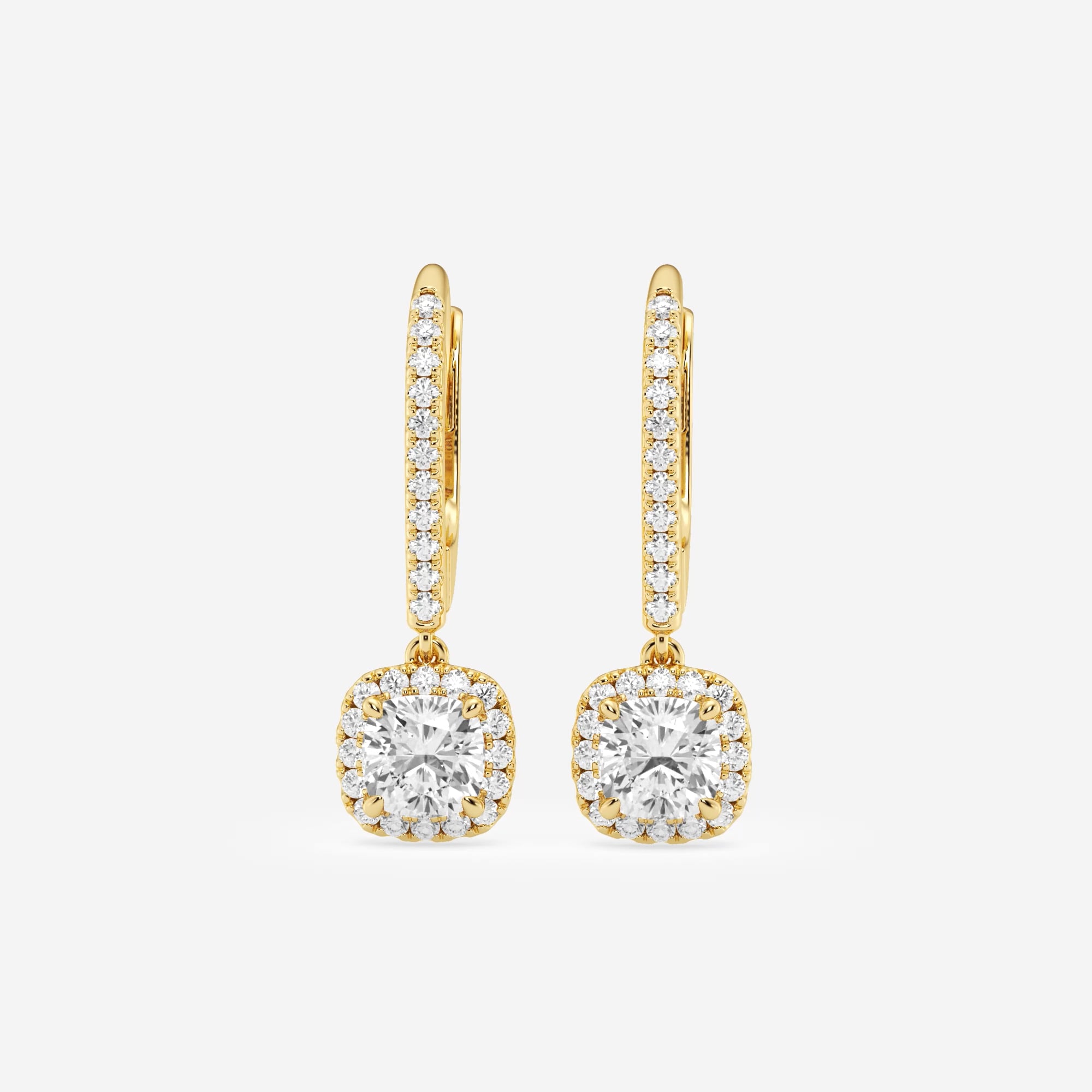 product video for 1 1/4 ctw Cushion Lab Grown Diamond Halo Drop Earrings