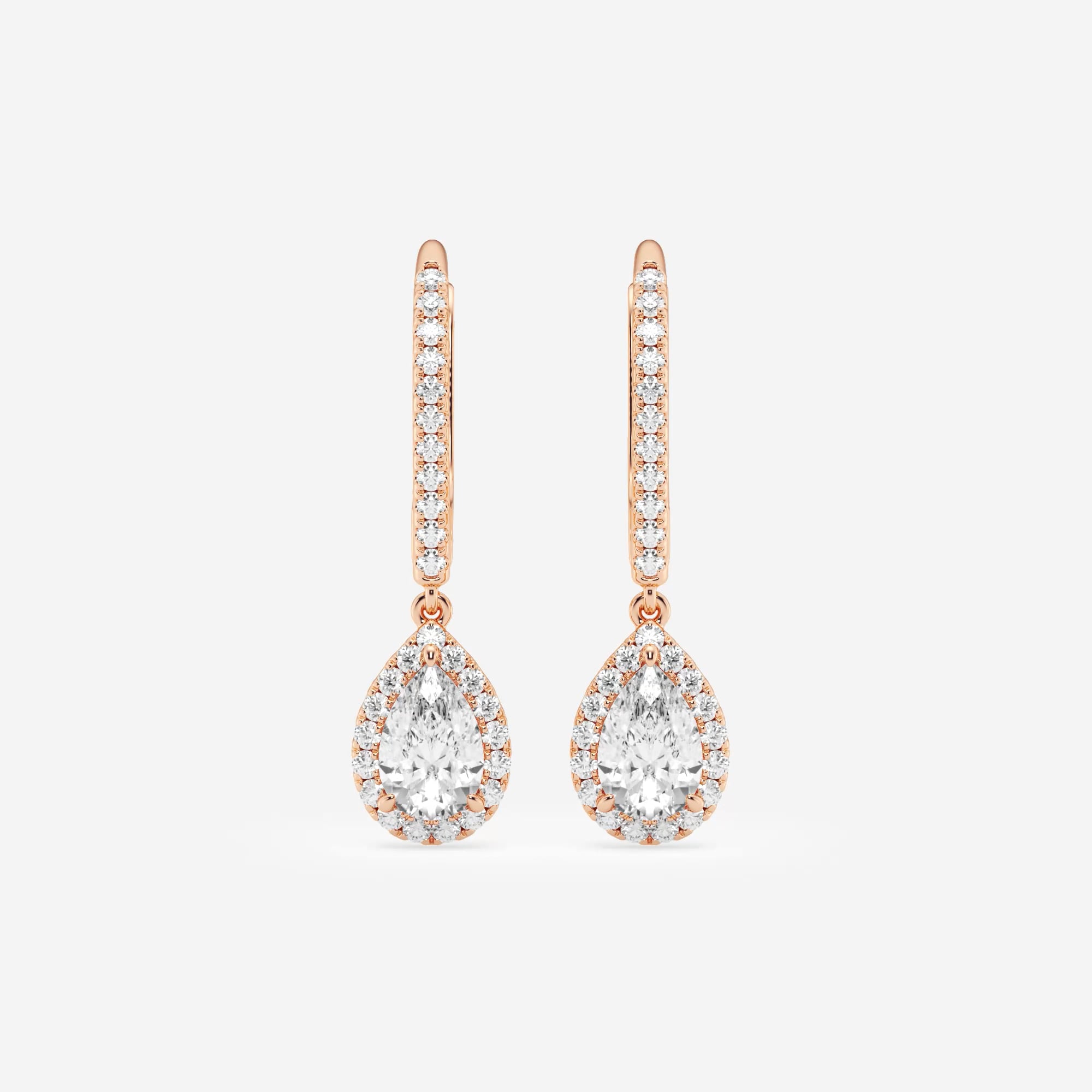product video for 1 1/4 ctw Pear Lab Grown Diamond Halo Drop Earrings
