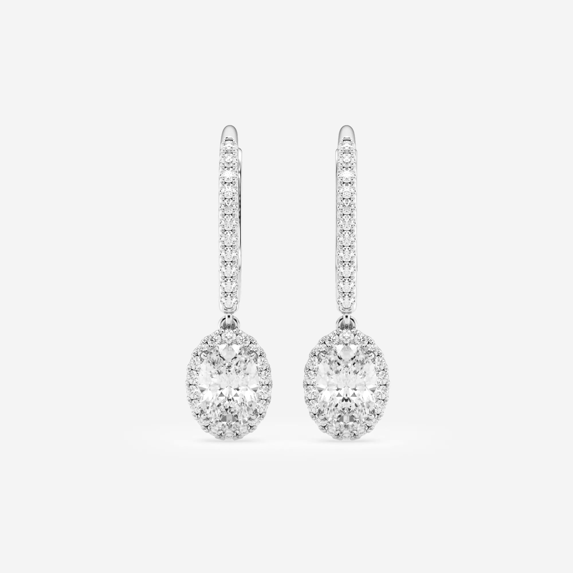 product video for 1 1/4 ctw Oval Lab Grown Diamond Halo Drop Earrings