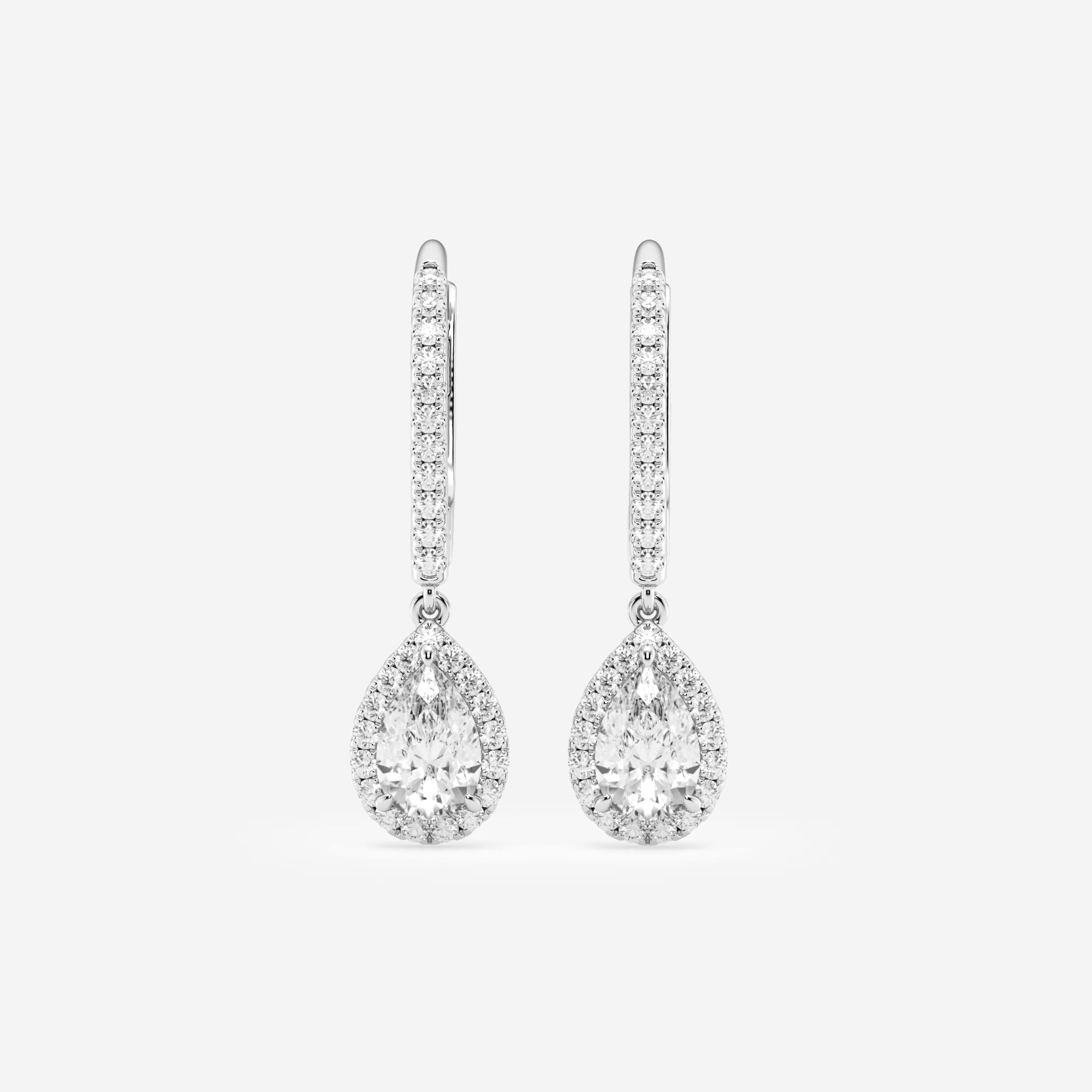 product video for 1 1/4 ctw Pear Lab Grown Diamond Halo Drop Earrings