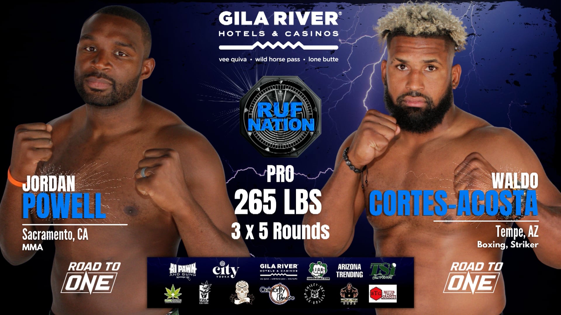 Pro 265 lbs | Jordan Powell vs Waldo Cortes-Acosta Aug 29th 2021, Phoenix  Az USA, RUF MMA RUF43 ft ROAD TO ONE HW TOURNAMENT