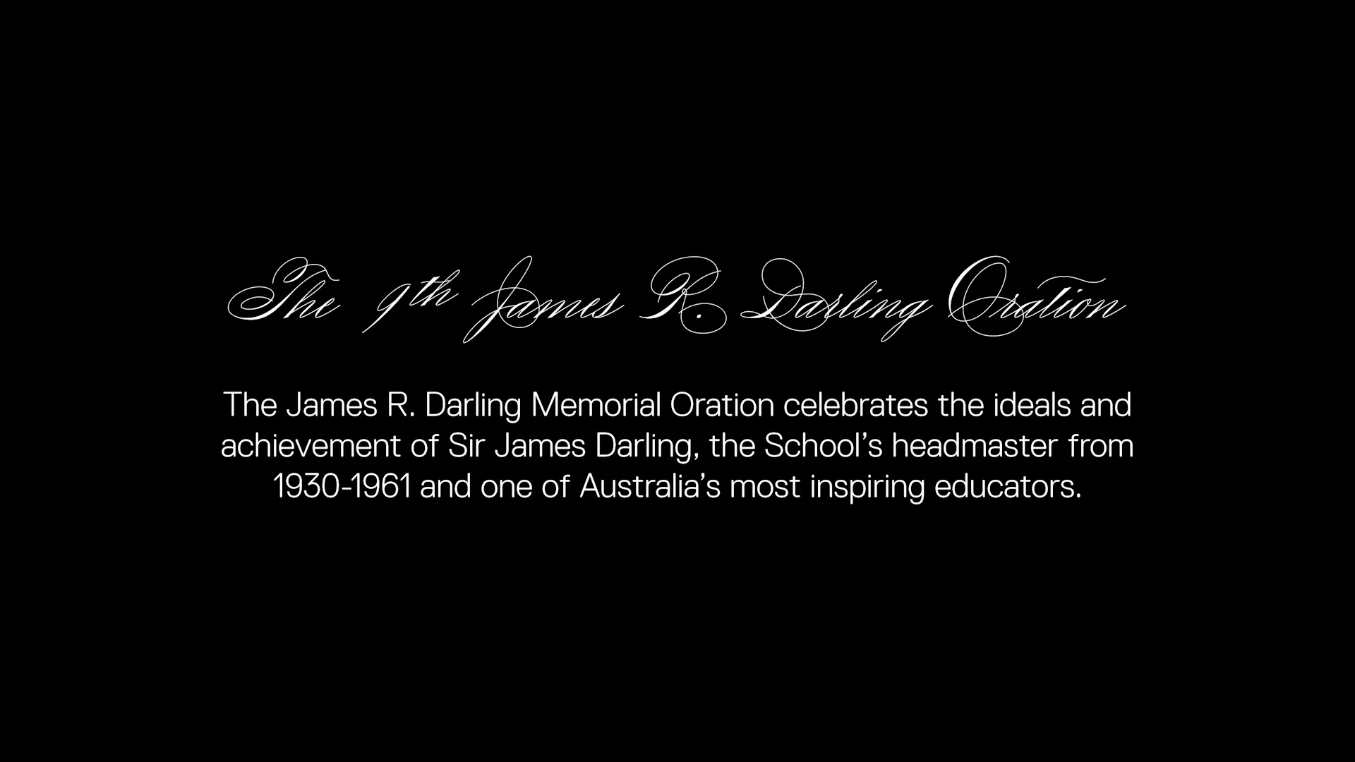 The 9th James R. Darling Oration  