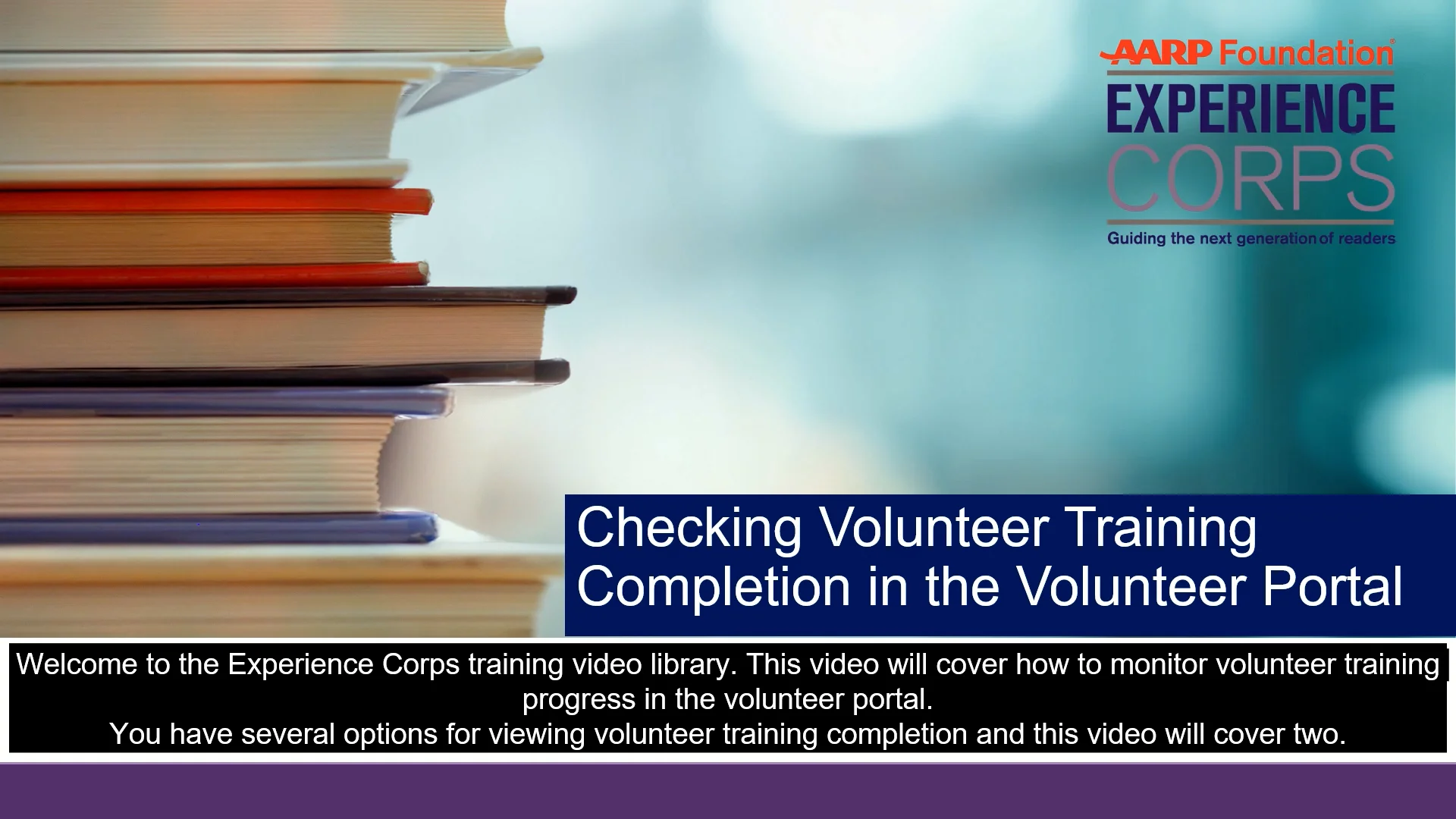 Monitoring Volunteer Training Completion in the Volunteer Portal on Vimeo