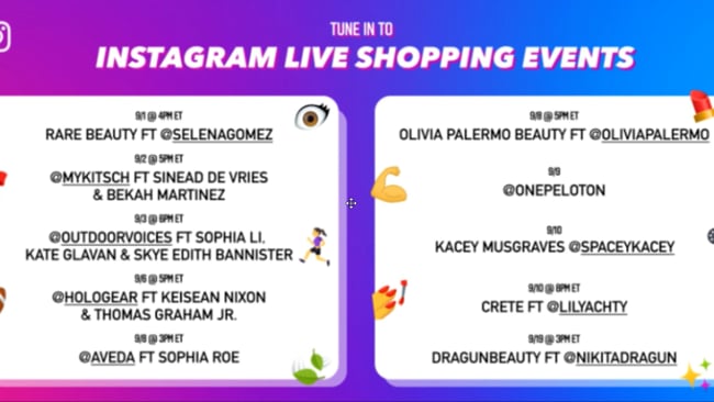 Neue Funktionen LIVE Shopping für Insta & FB