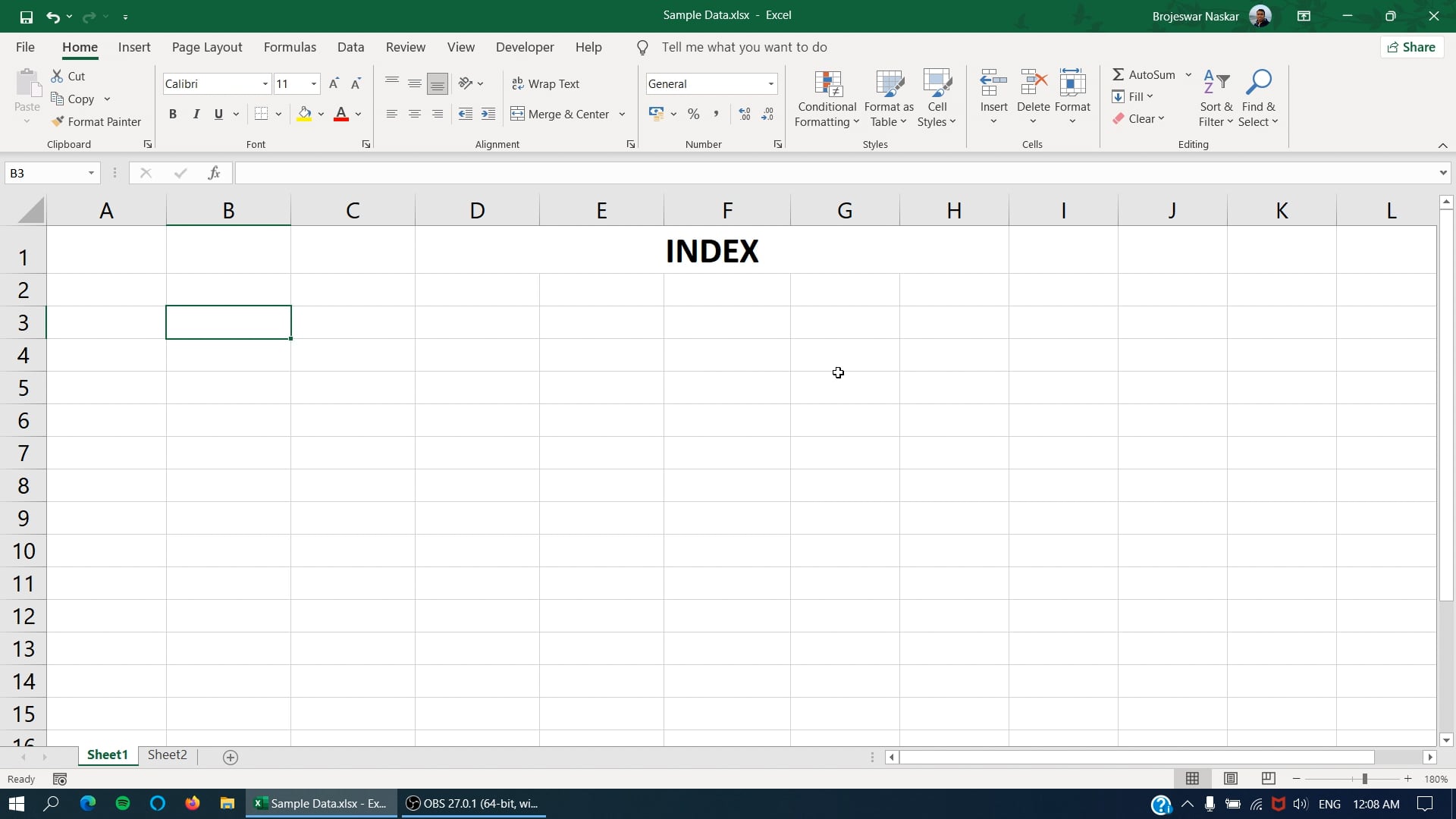 Excel: INDEX Function