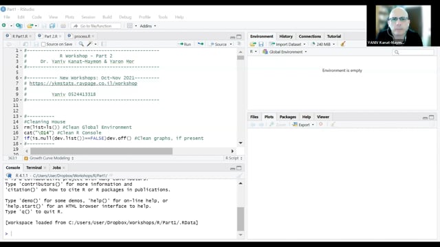 ניתוחים סטטיסטיים וגרפיקה חלק ב' R, בהנחיית ד"ר יניב קאנט, 12.9.21