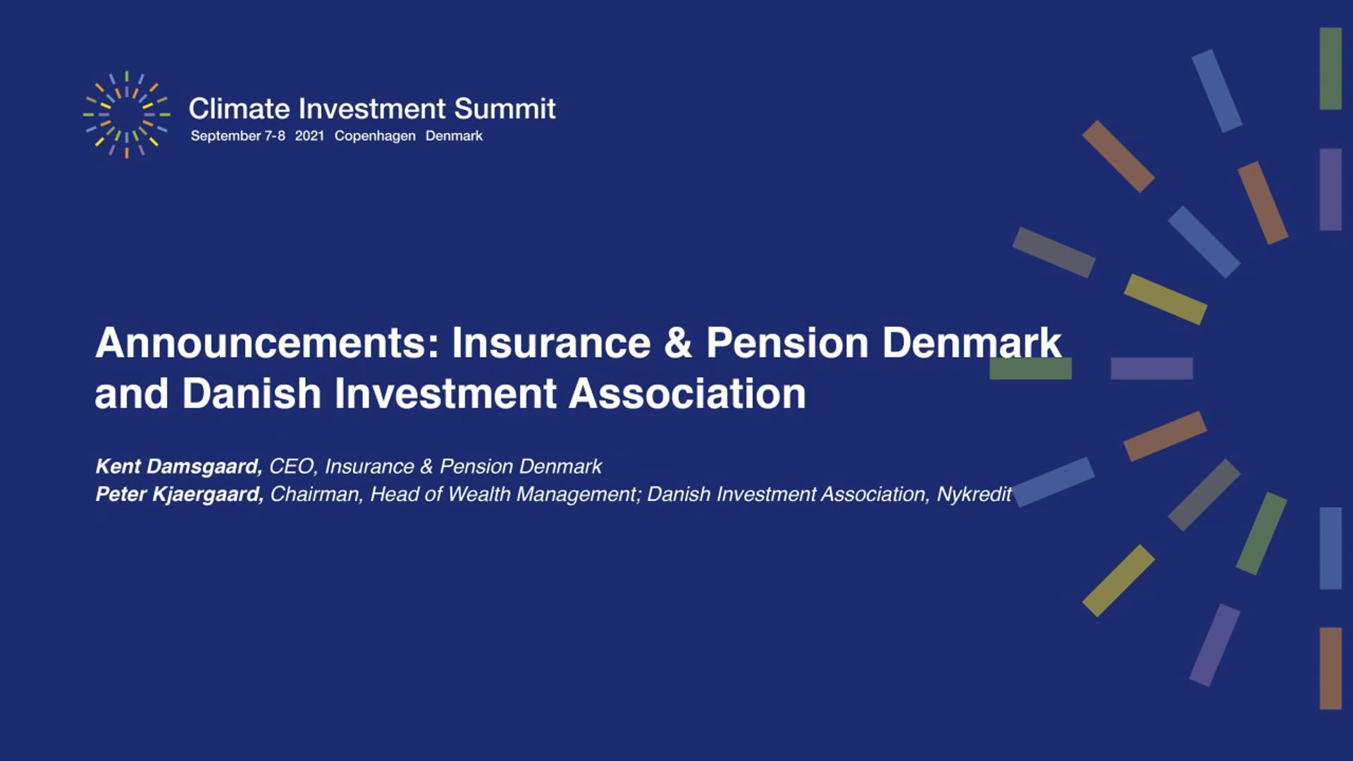 Climate Investment Summit 2021, Announcements, September 7