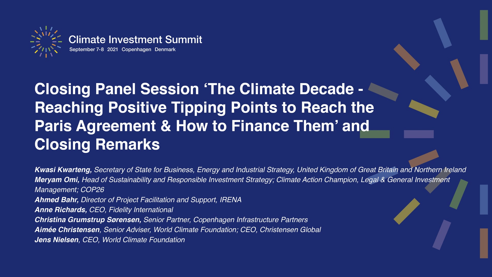 Climate Investment Summit 2021, September 7, Closing Plenary Session