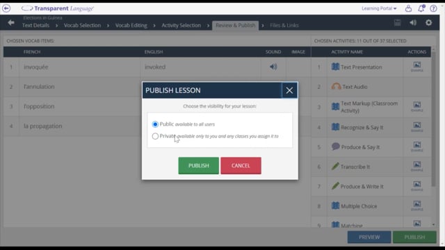 Assigning lessons from within the Lesson Authoring tool