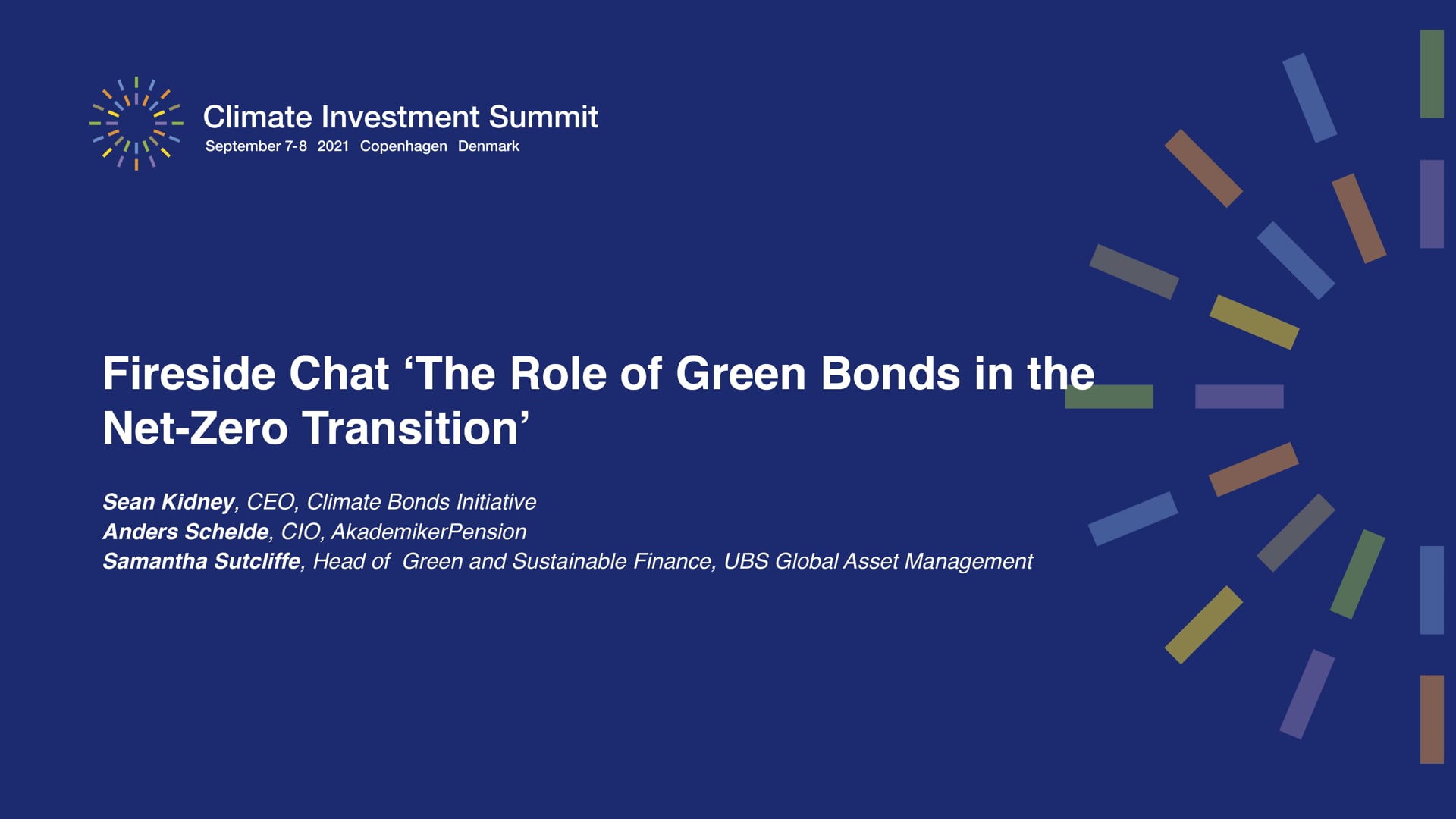 Climate Investment Summit 2021, September 7, Break Out, The Role of Green Bonds