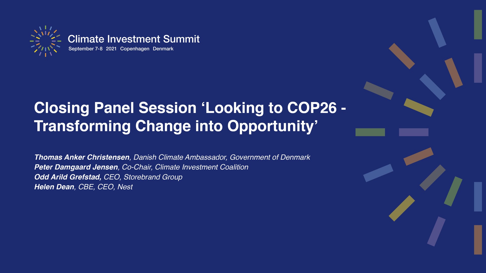 Climate Investment Summit 2021, September 8, Closing Panel, Looking to COP26