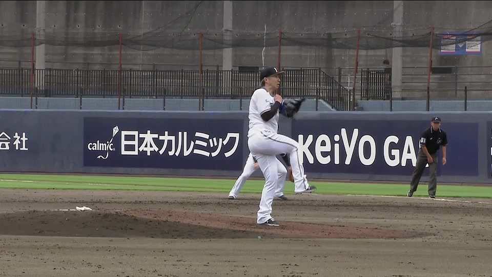 【ファーム】素早い反応見せた!! ファイターズ・金子 ピッチャー返しの痛烈なライナーをナイスキャッチ!! 2021/9/14 F-M(ファーム)