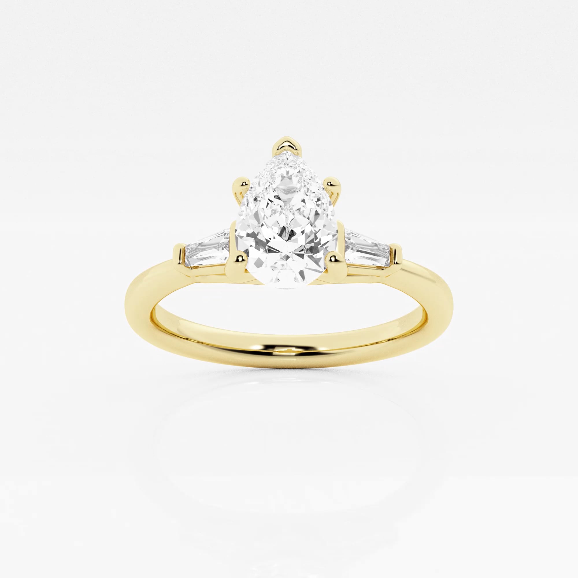 product video for 1 1/8 ctw Pear Lab Grown Diamond Baguette Sides Engagement Ring