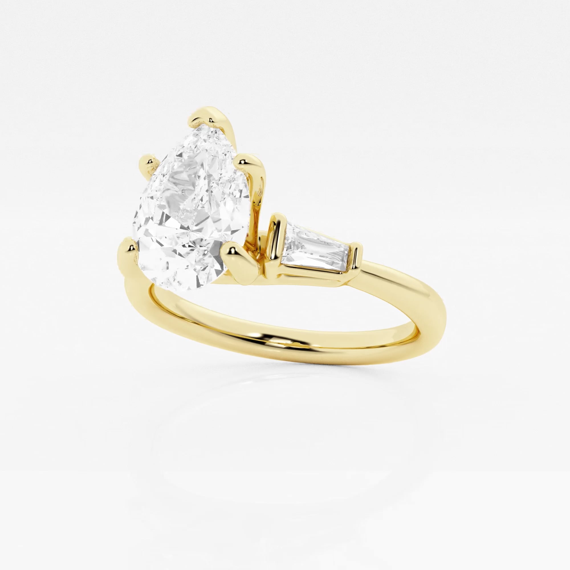 product video for 2 1/4 ctw Pear Lab Grown Diamond Baguette Sides Engagement Ring
