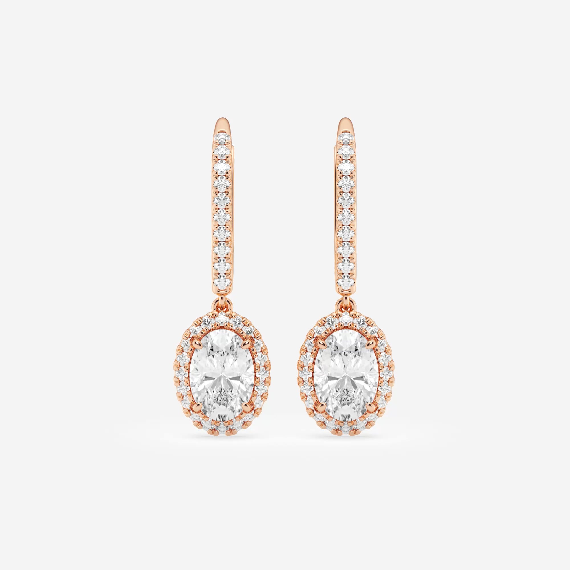 product video for 1 7/8 ctw Oval Lab Grown Diamond Halo Drop Earrings
