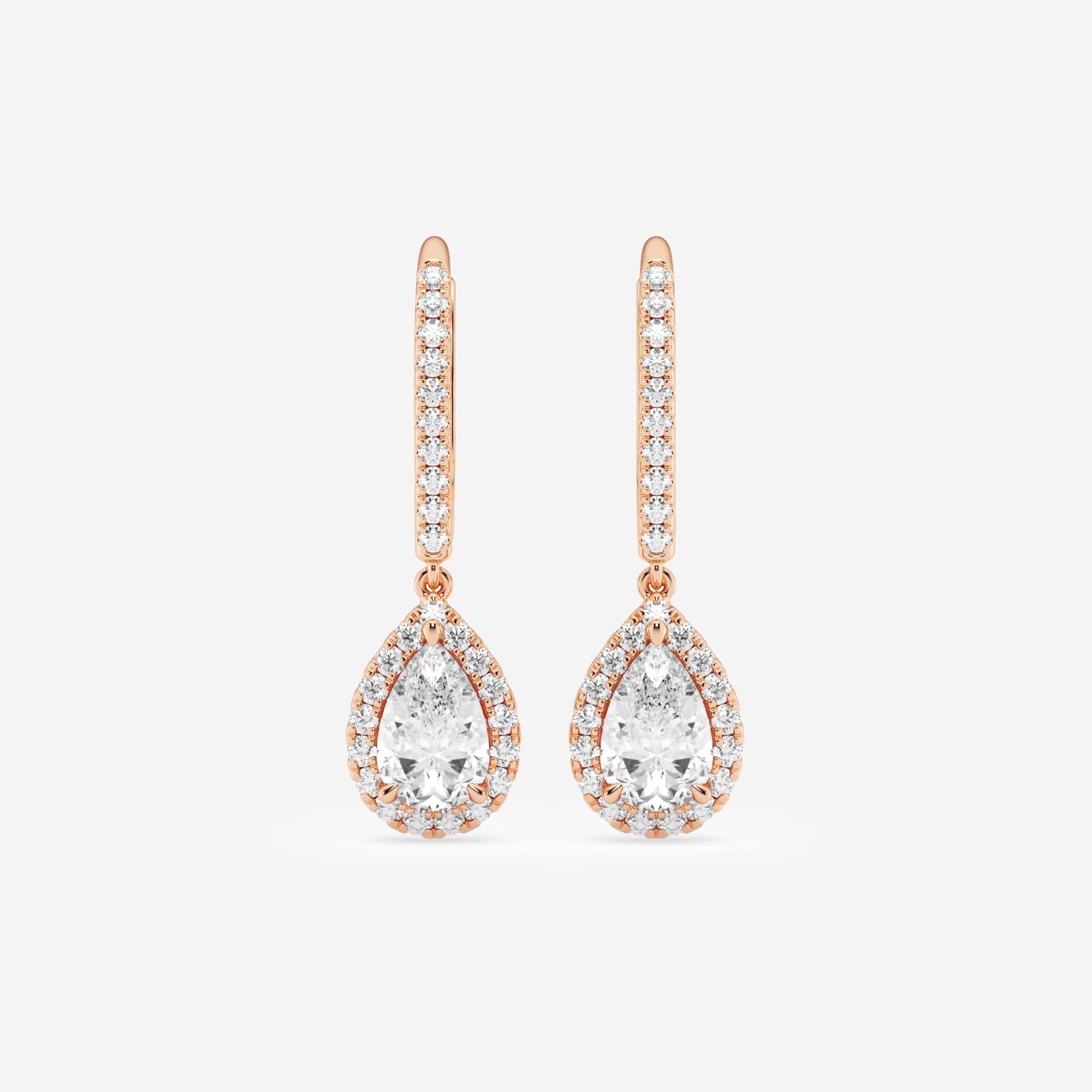 product video for 1 7/8 ctw Pear Lab Grown Diamond Halo Drop Earrings