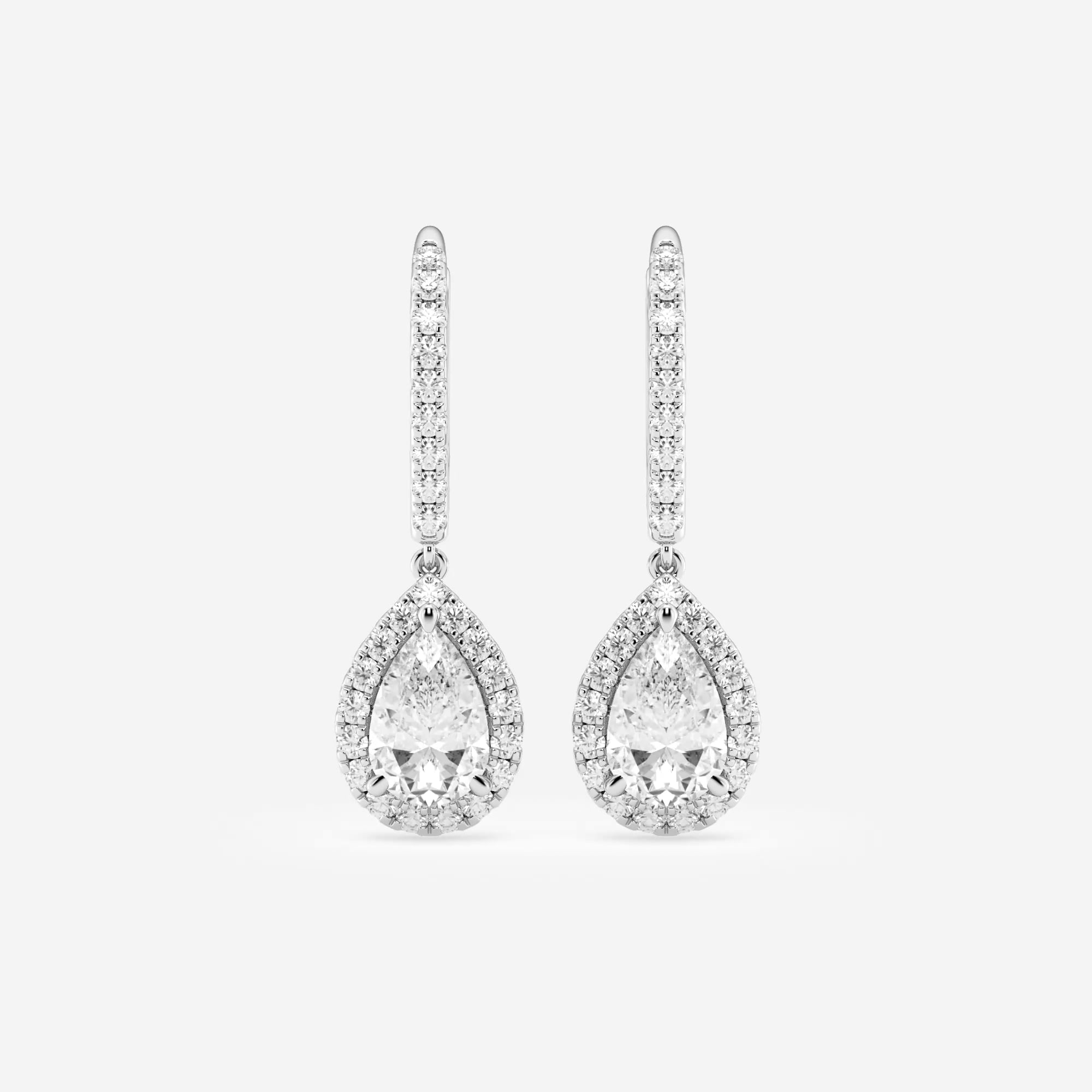 product video for 2 1/2 ctw Pear Lab Grown Diamond Halo Drop Earrings