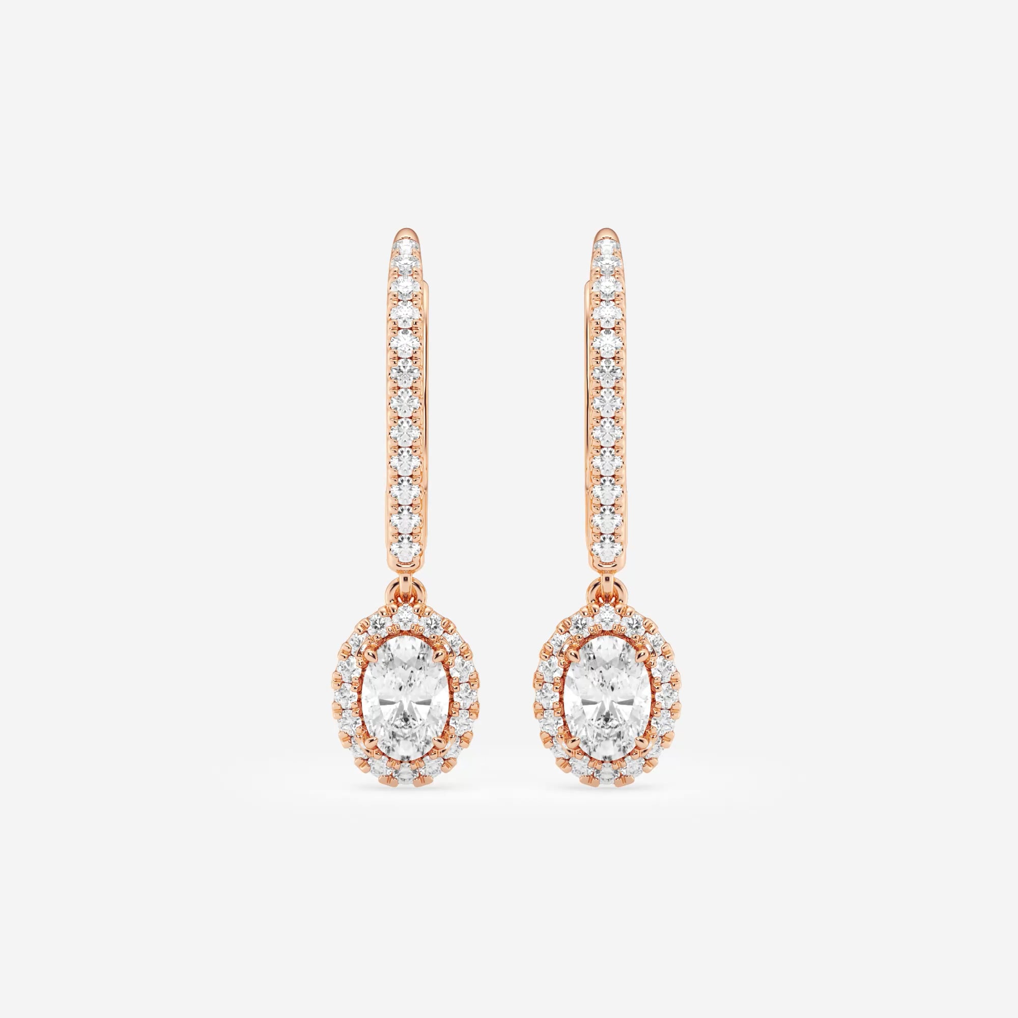product video for 3/4 ctw Oval Lab Grown Diamond Halo Drop Earrings