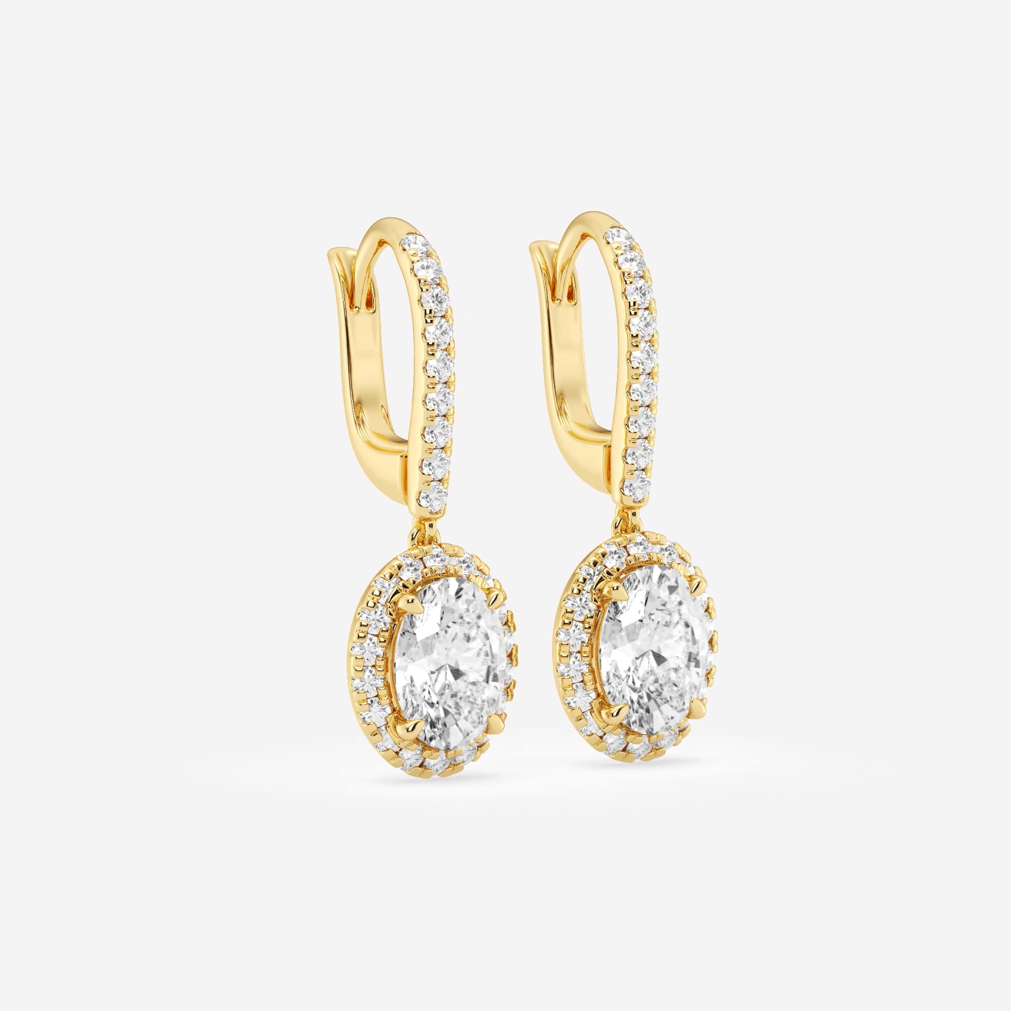 product video for 2 1/2 ctw Oval Lab Grown Diamond Halo Drop Earrings