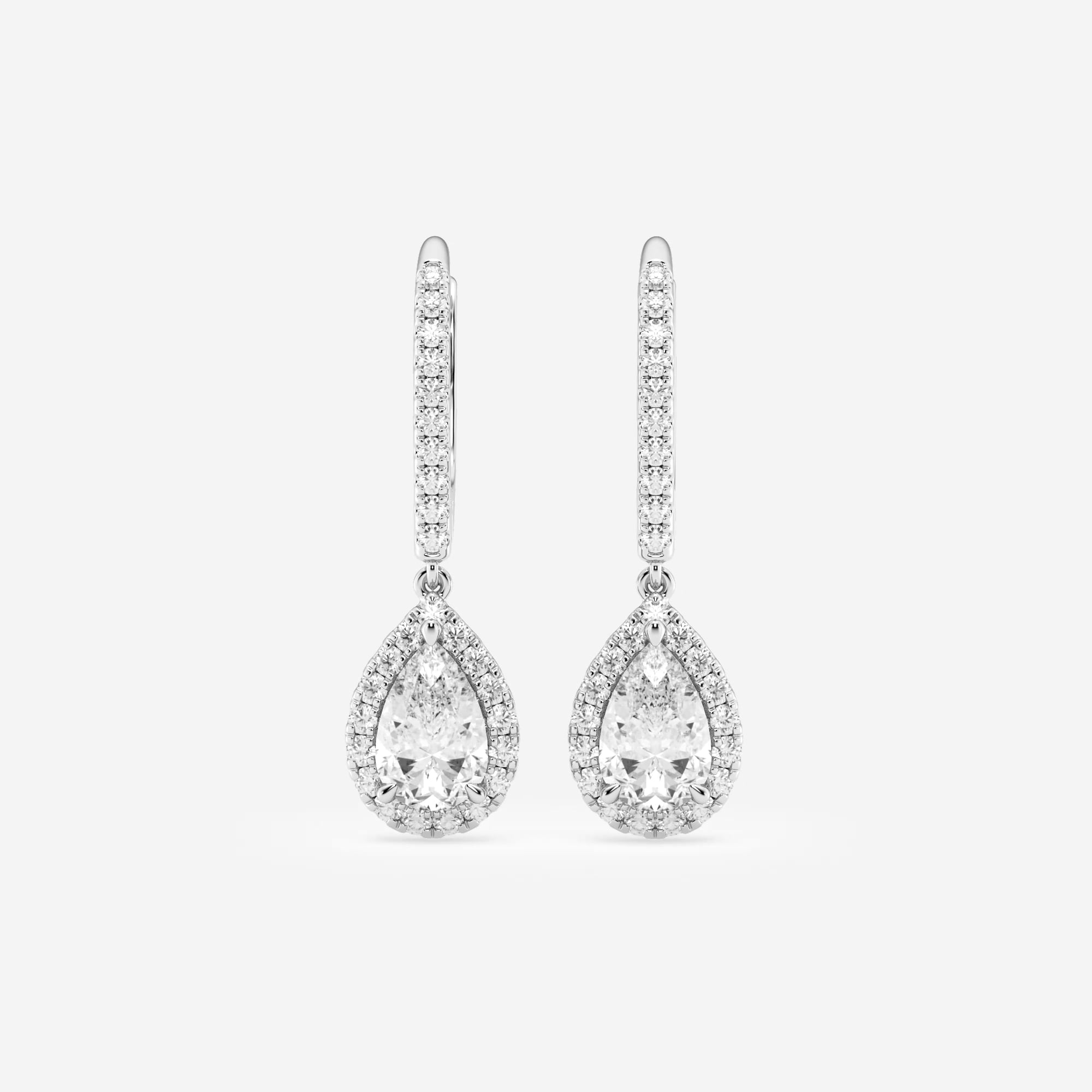 product video for 1 7/8 ctw Pear Lab Grown Diamond Halo Drop Earrings