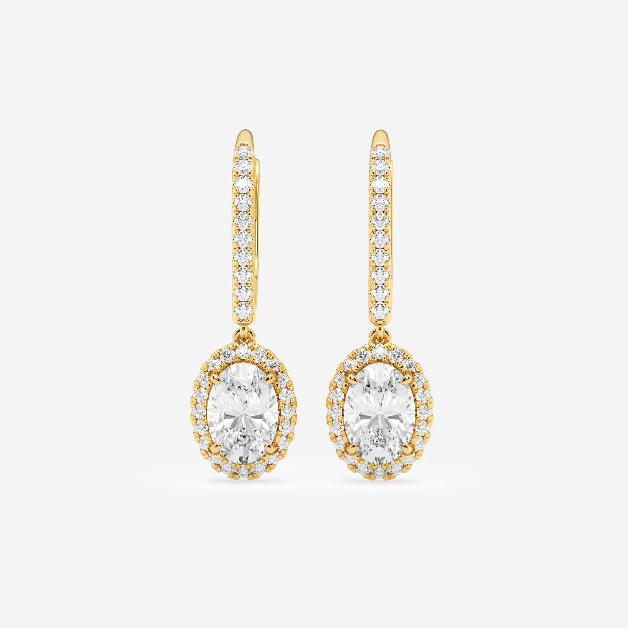 product video for 1 7/8 ctw Oval Lab Grown Diamond Halo Drop Earrings