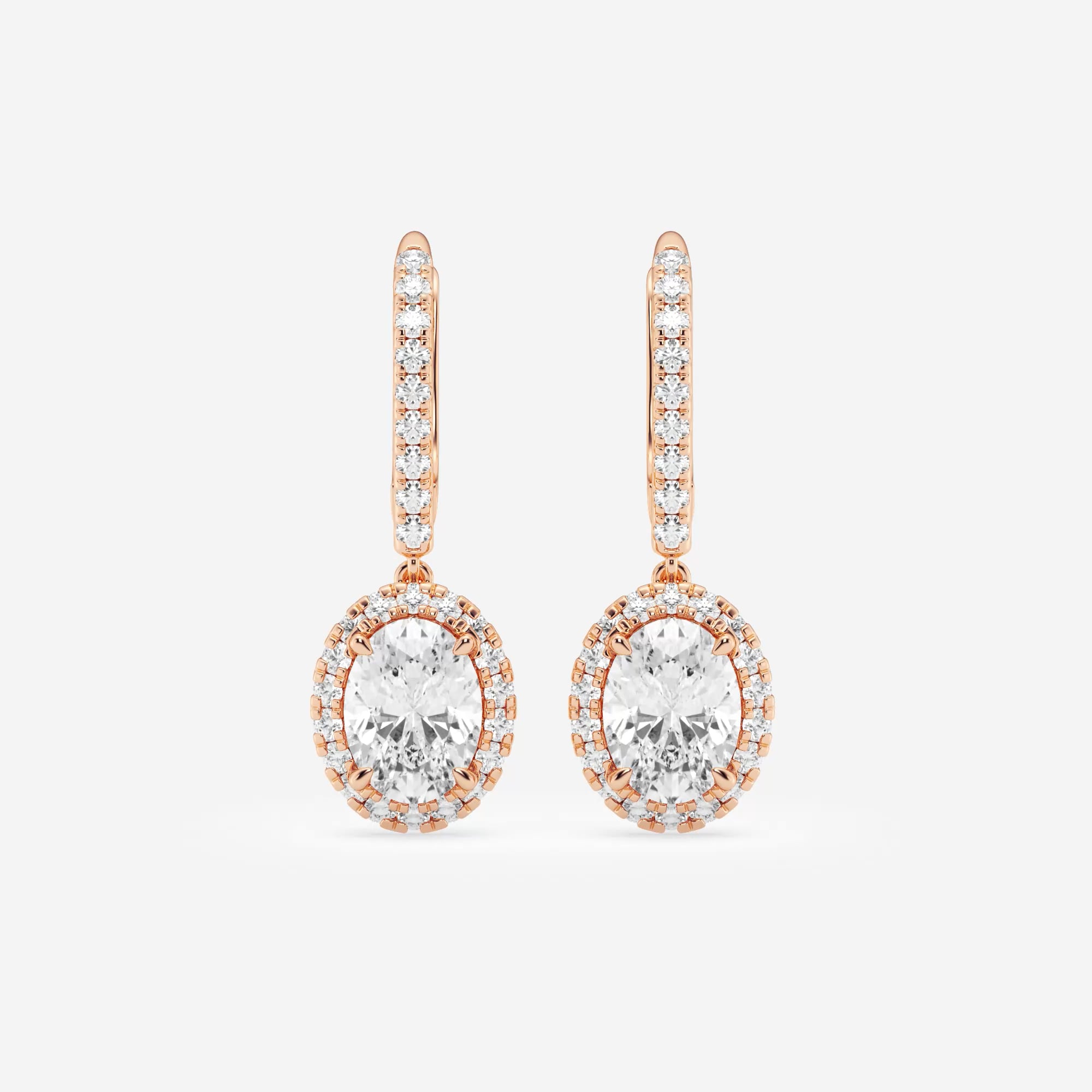 product video for 2 1/2 ctw Oval Lab Grown Diamond Halo Drop Earrings
