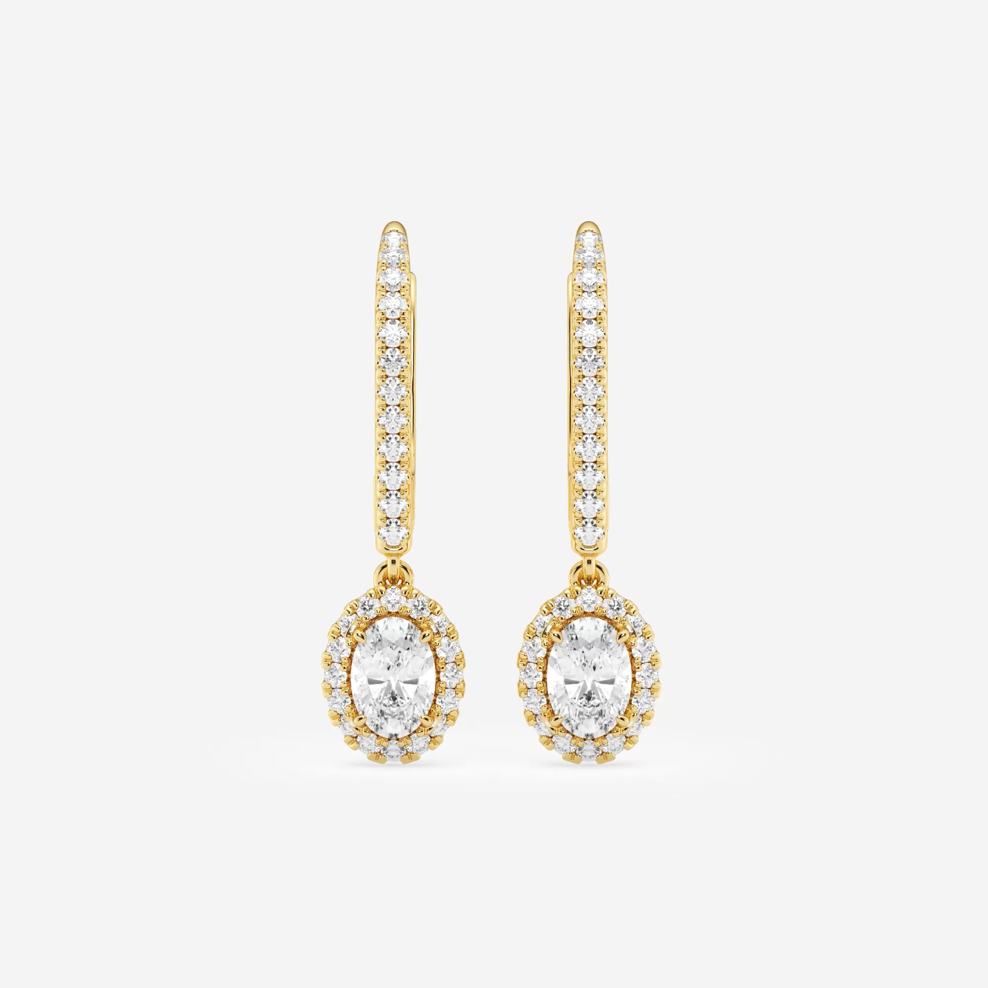 product video for 3/4 ctw Oval Lab Grown Diamond Halo Drop Earrings